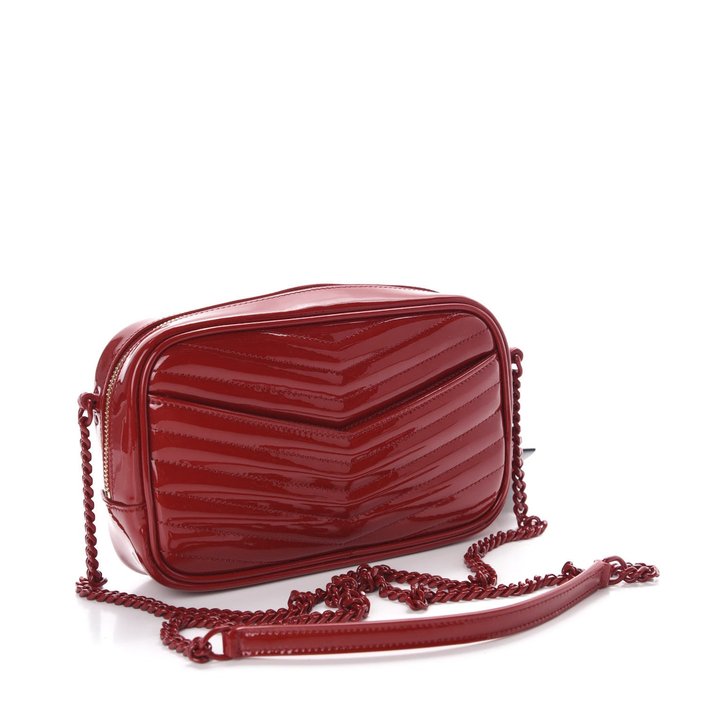 Patent Calfskin Matelasse Monogram Mini Lou Camera Bag Eros Red