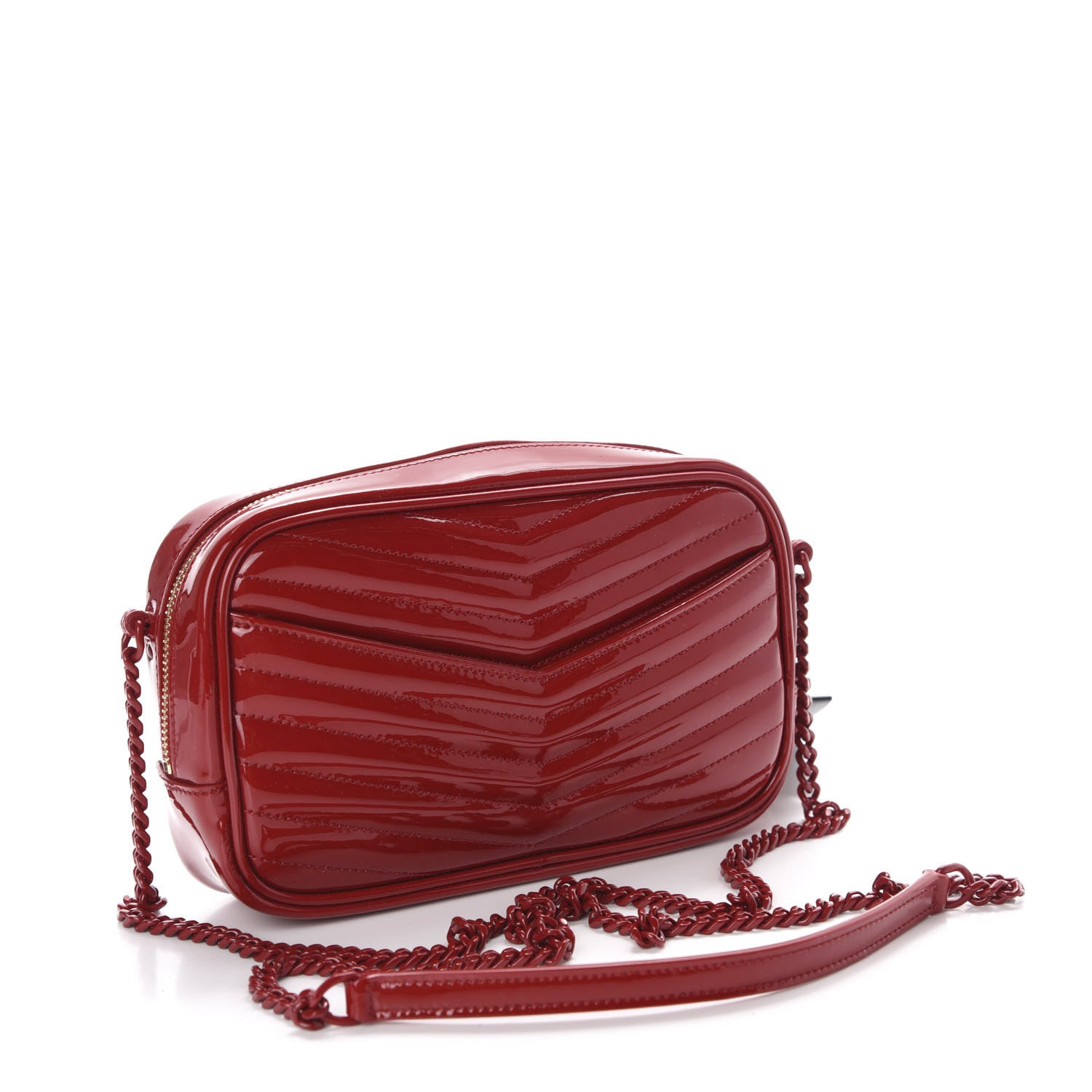Saint Laurent Patent Calfskin Matelasse Monogram Mini Lou Camera Bag Eros Red 3 of 11
