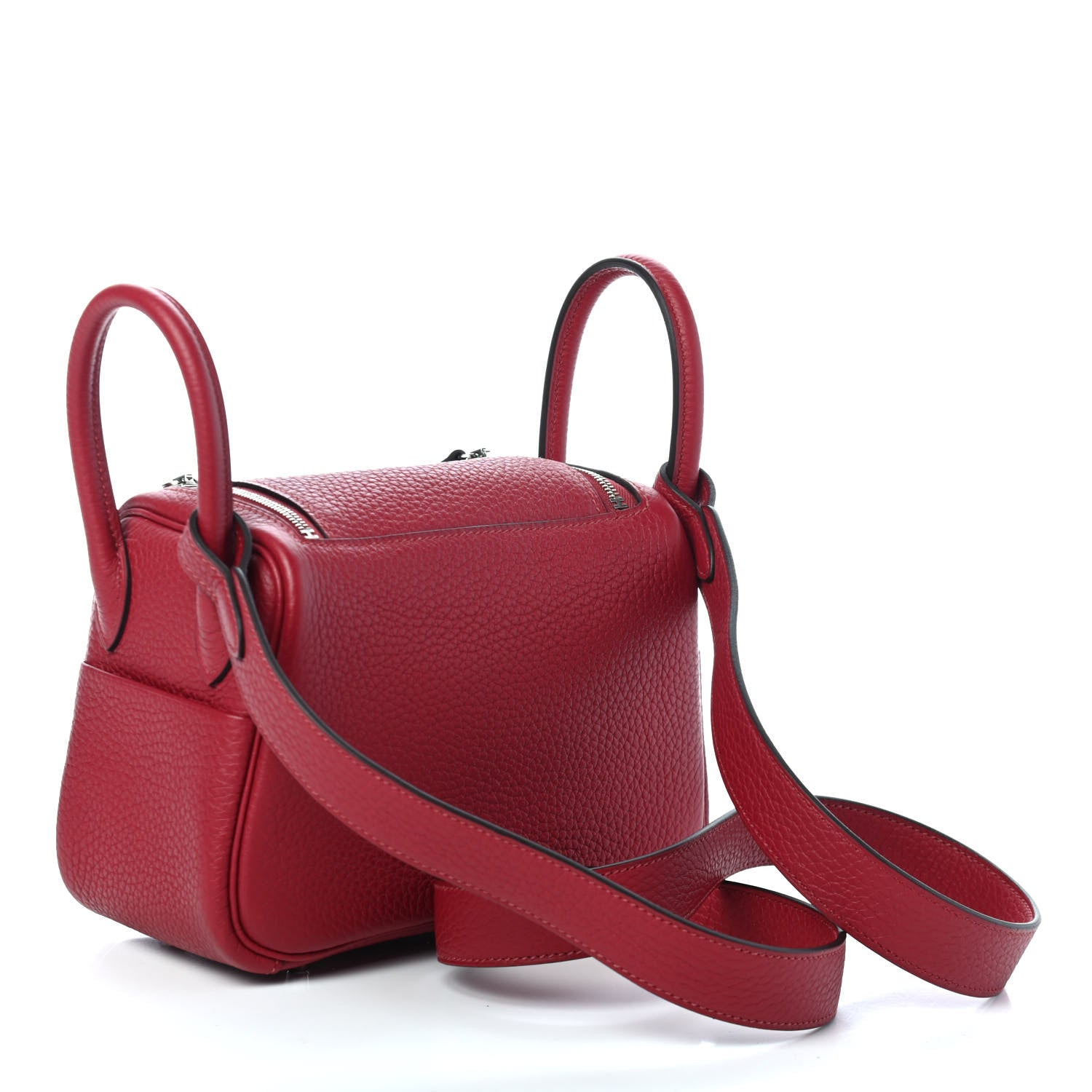 Hermes Taurillon Clemence Mini Lindy 20 Rouge Grenat 2 of 4