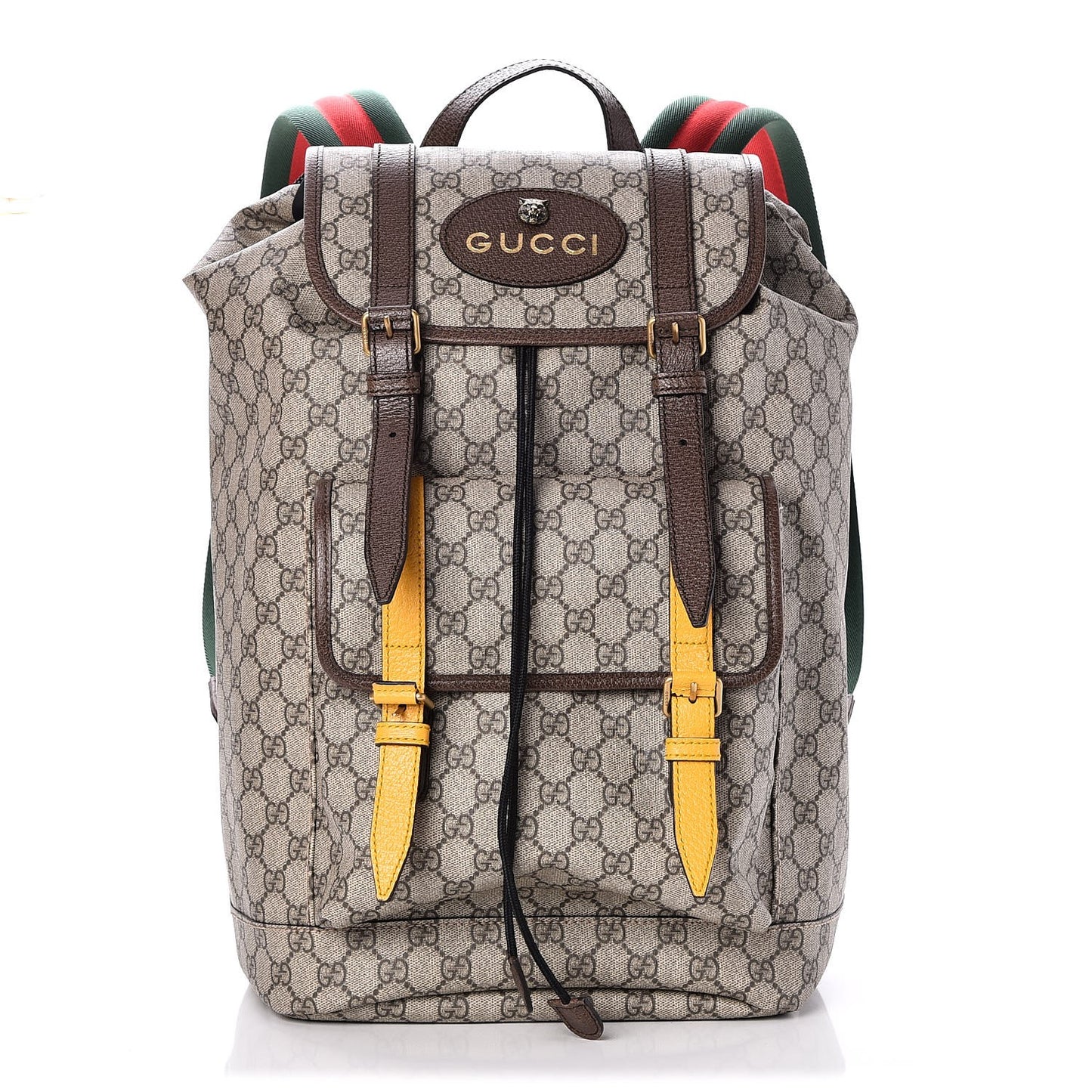 Soft GG Supreme Monogram Neo Vintage Double Buckle Backpack Beige New Acero Crop