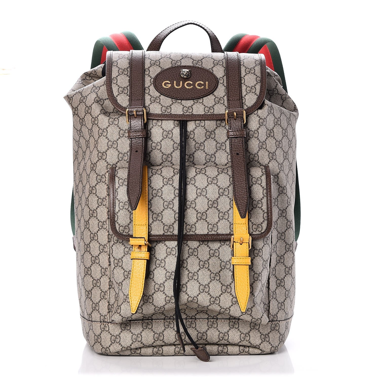 Gucci Soft GG Supreme Monogram Neo Vintage Double Buckle Backpack Beige New Acero Crop 1 of 9
