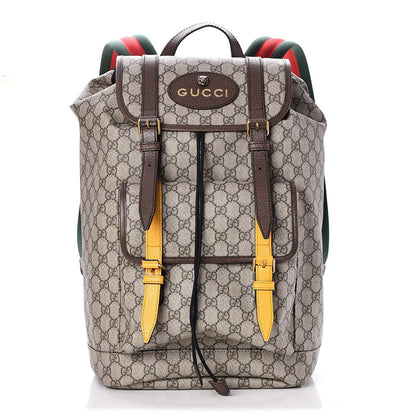 Gucci Soft GG Supreme Monogram Neo Vintage Double Buckle Backpack Beige New Acero Crop 1 of 9