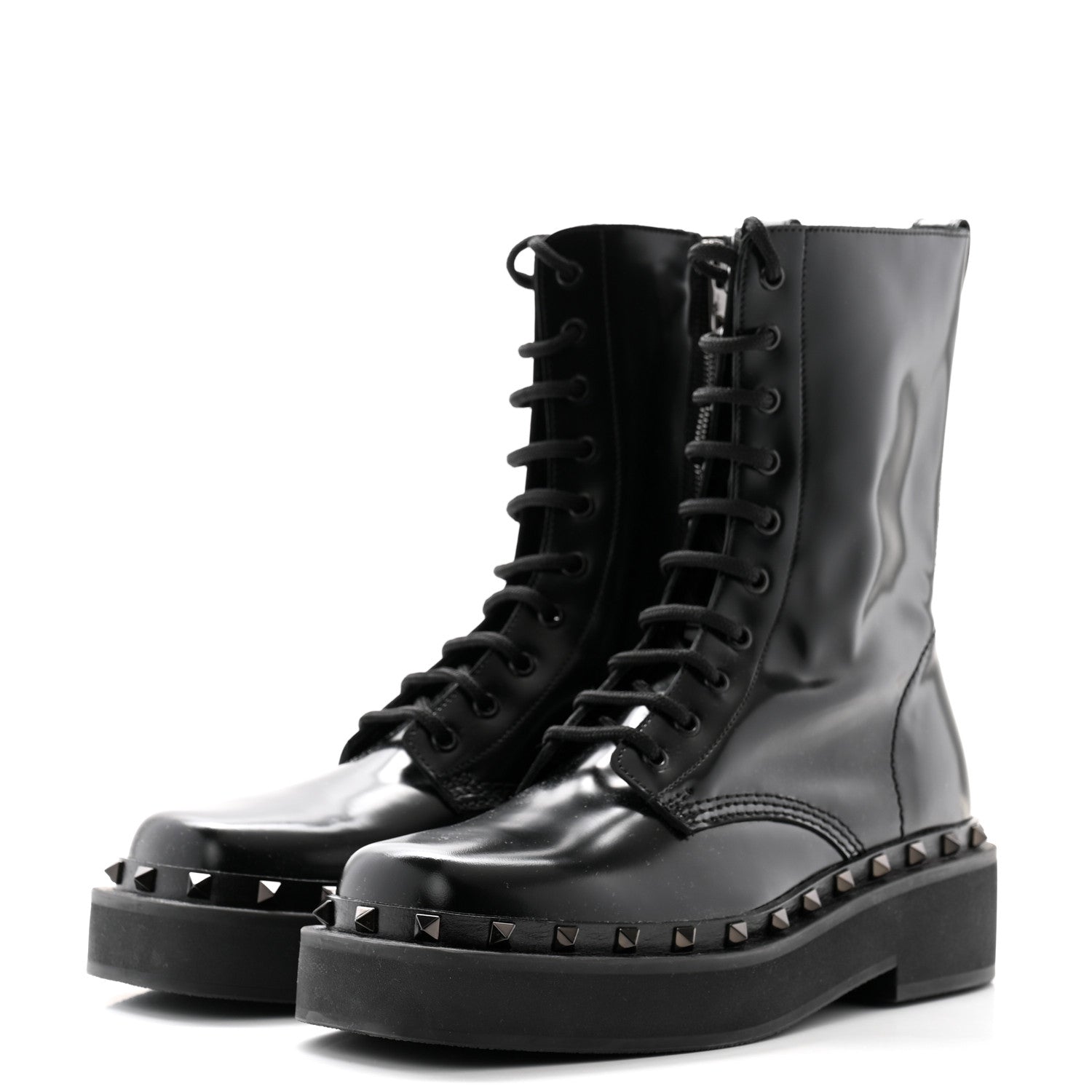 Valentino Garavani Calfskin Rockstud M-Way 50mm Combat Boots 40.5 Black 3 of 8