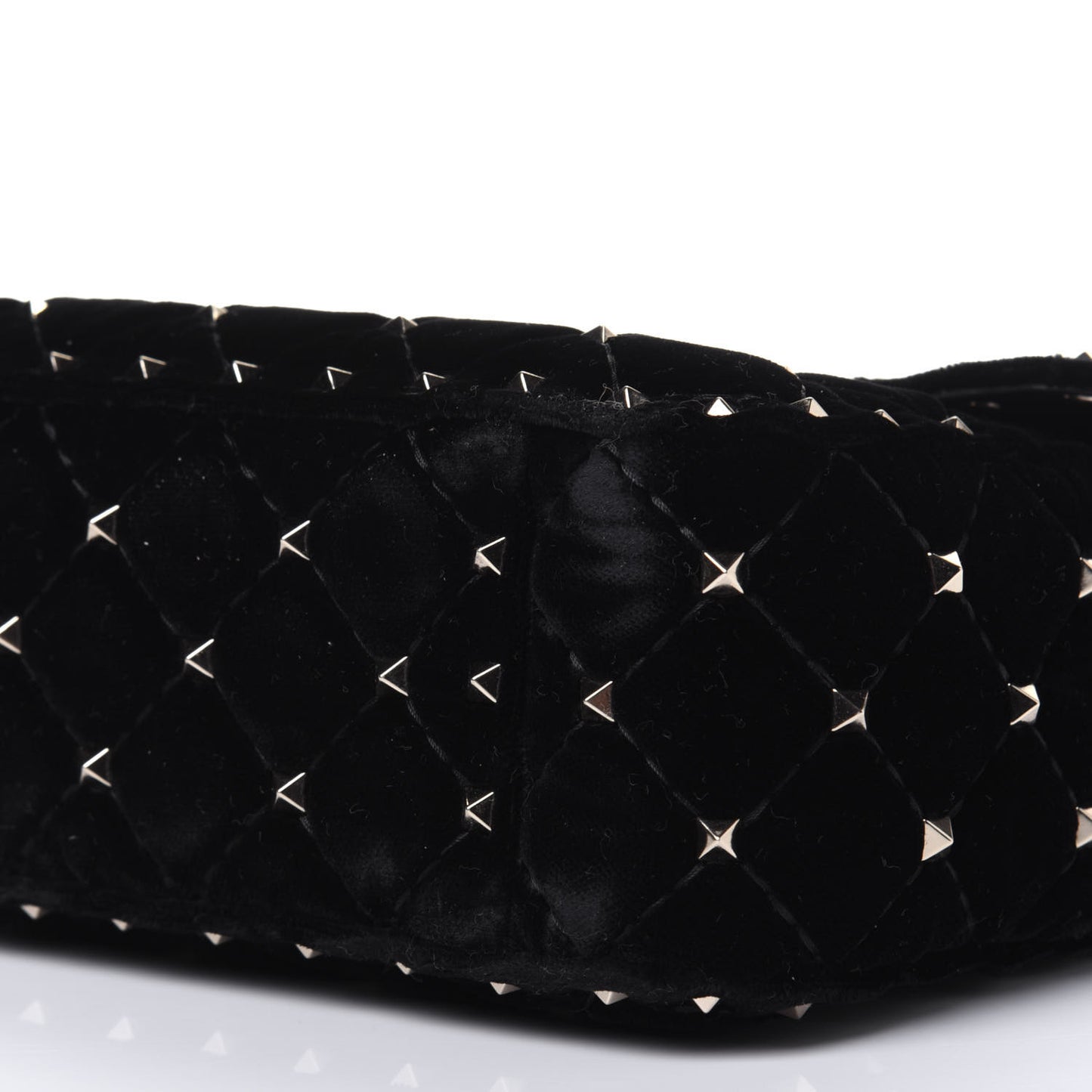 Velvet Medium Rockstud Spike Shoulder Bag Black