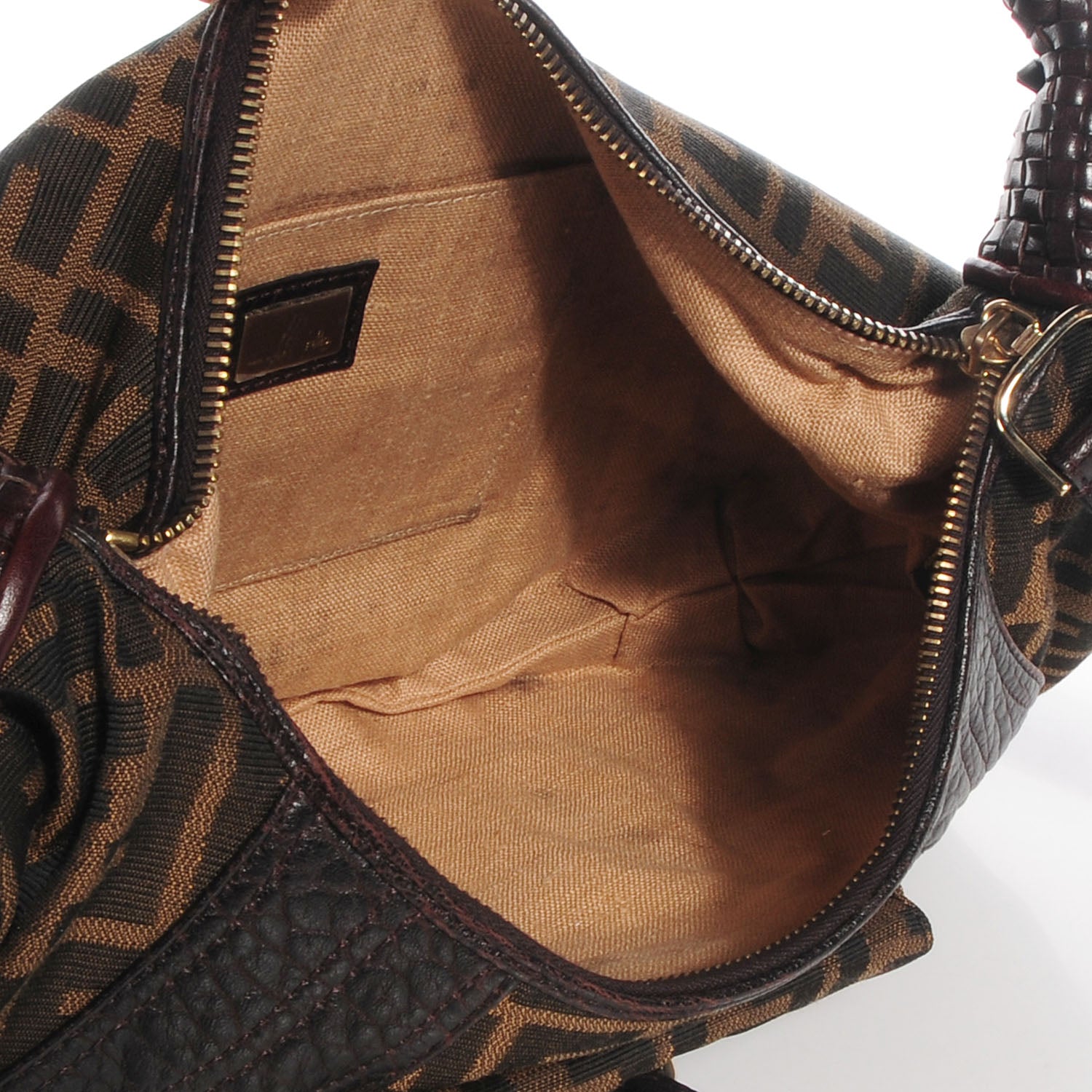 Fendi Zucca Nappa Nuvolata Vitello Tortuga Medium Spy Hobo Tobacco Moro 5 of 9