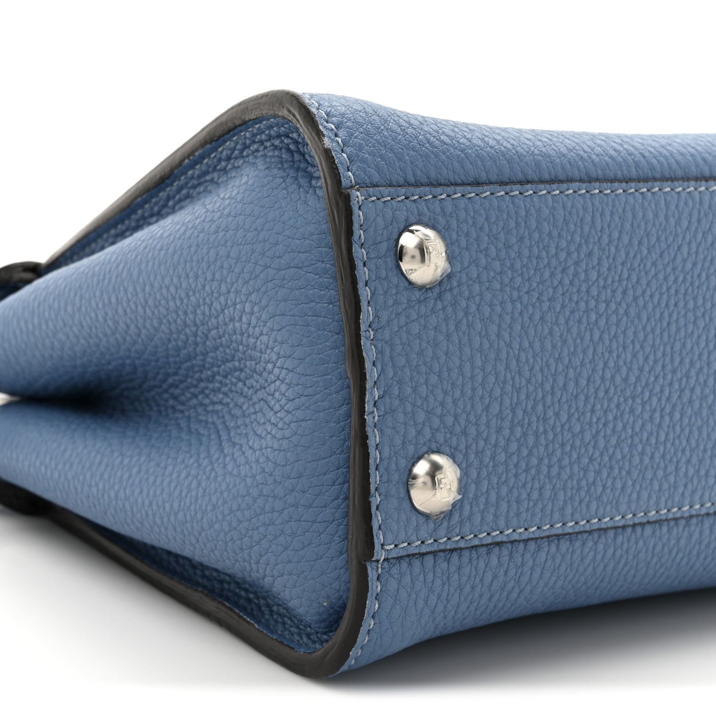 Cuoio Romano Selleria Macro Stitchings Mini Peekaboo Iconic Satchel Placca Argento Blue