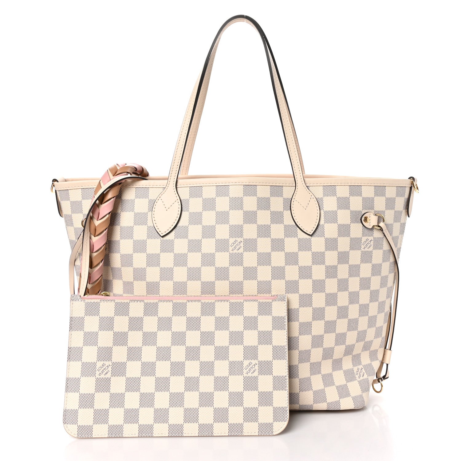 Louis Vuitton Damier Azur Braided Neverfull MM Pink 3 of 10