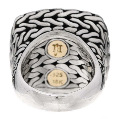 John Hardy Sterling Silver 18K Yellow Gold Diamond Classic Chain Square Ring 53 6.25 4 of 6