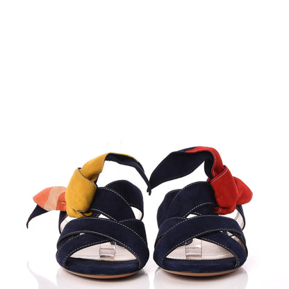 Chloe Suede Nellie Knotted Slipper Slide Sandals Flats 38 Navy 2 of 9