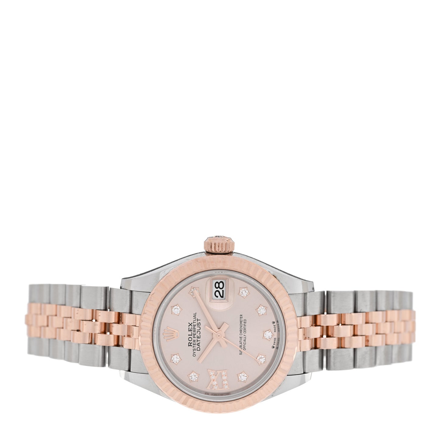 Stainless Steel 18K Everose Gold Diamond 28mm Oyster Perpetual Datejust Watch Sundust 279171