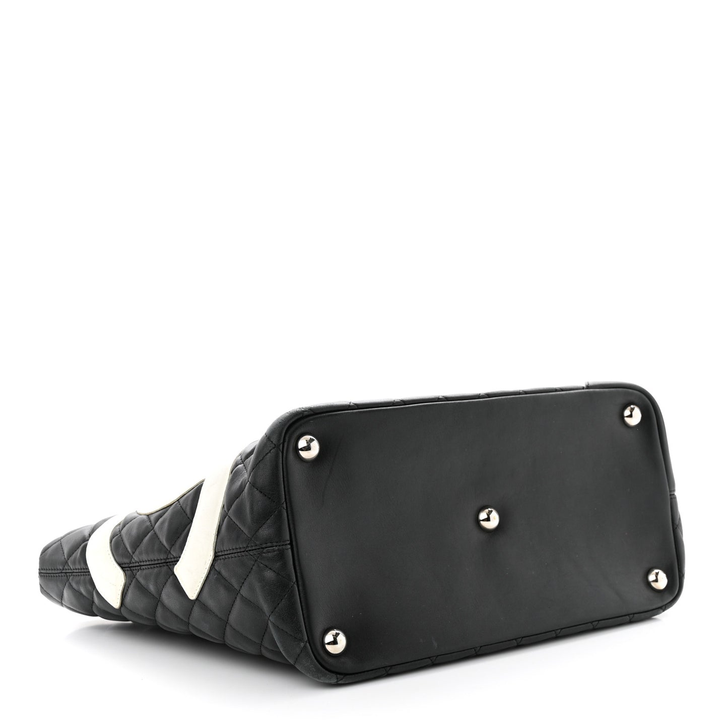 Calfskin Quilted Large Cambon Tote Black White