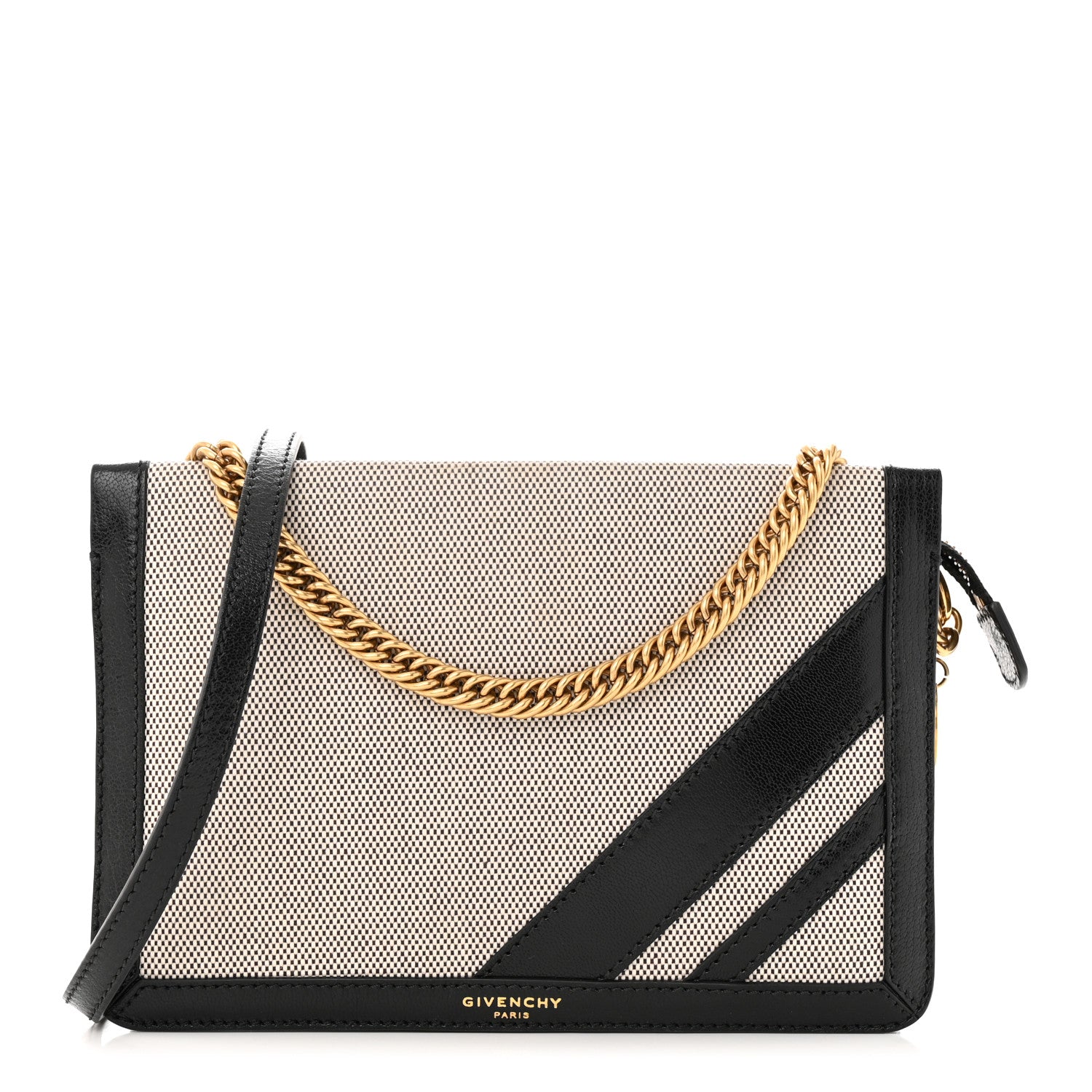 Givenchy Suede Calfskin Canvas GV Cross Shoulder Bag Black 1 of 10