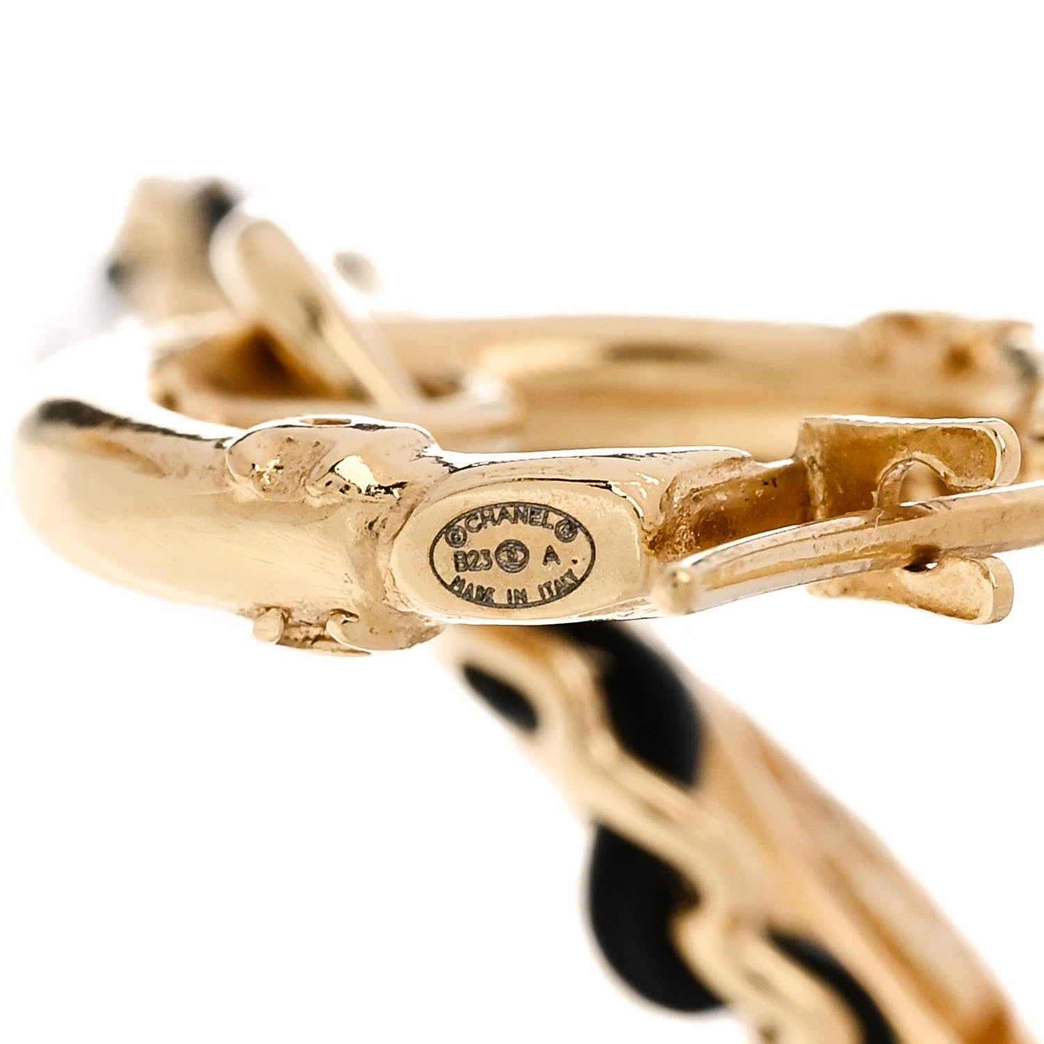 Chanel Lambskin Enamel CC Hanger Dangle Earrings Gold 4 of 5