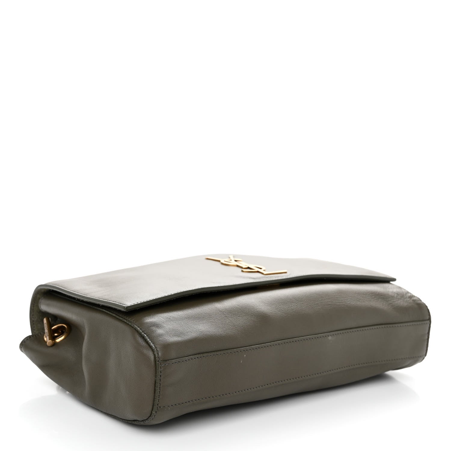Saint Laurent Smooth Calfskin Suede Medium Reversible Monogram Kate Satchel Olive 7 of 18