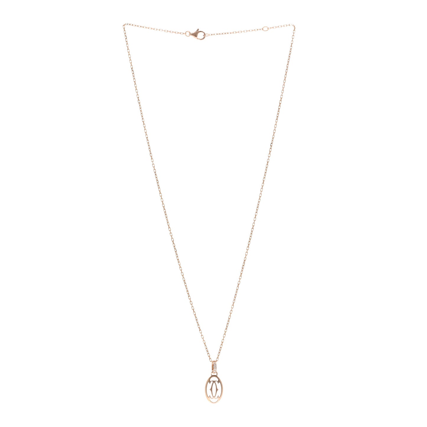 18K Pink Gold Diamond Logo Pendant Necklace
