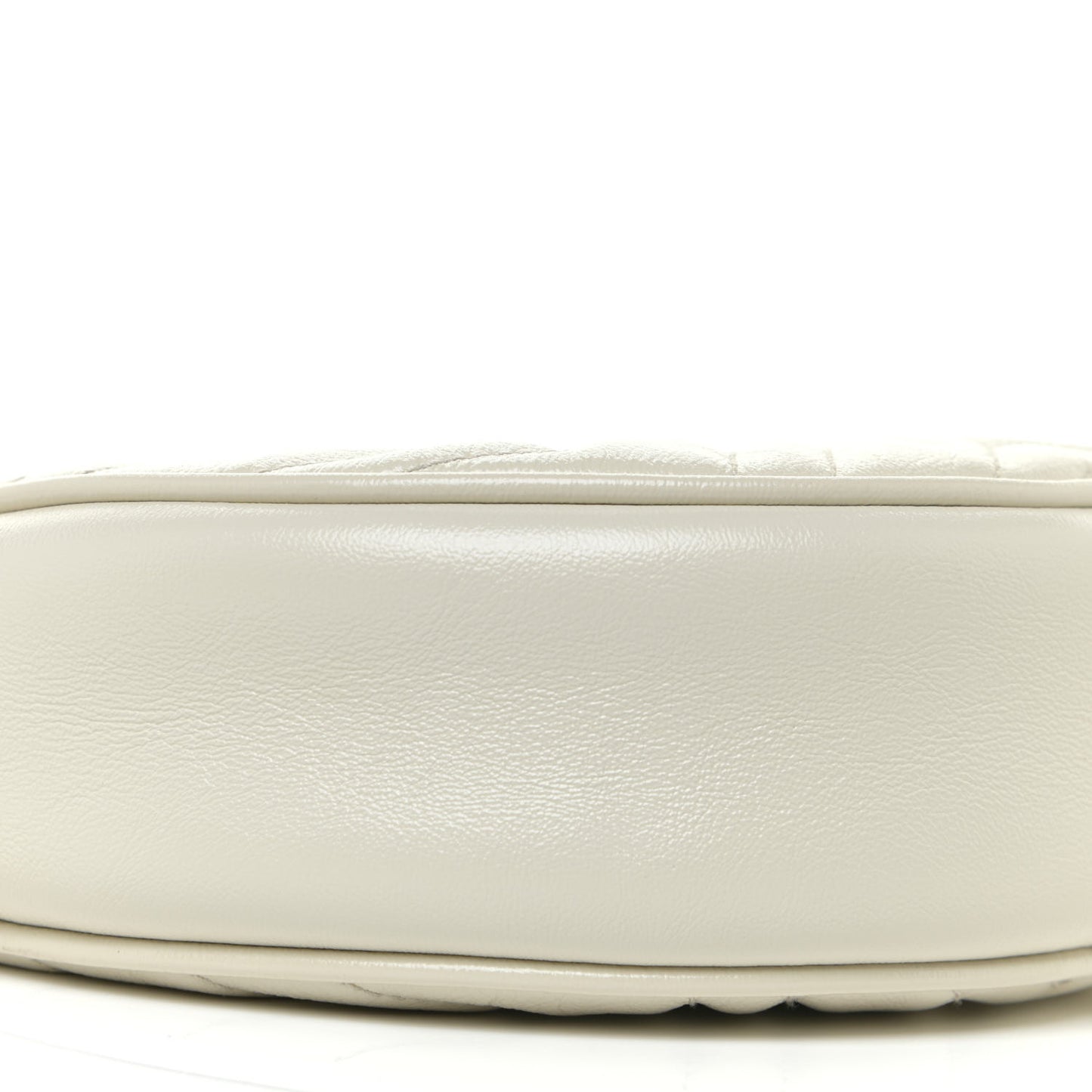 Calfskin Matelasse Mini GG Marmont Round Shoulder Bag White