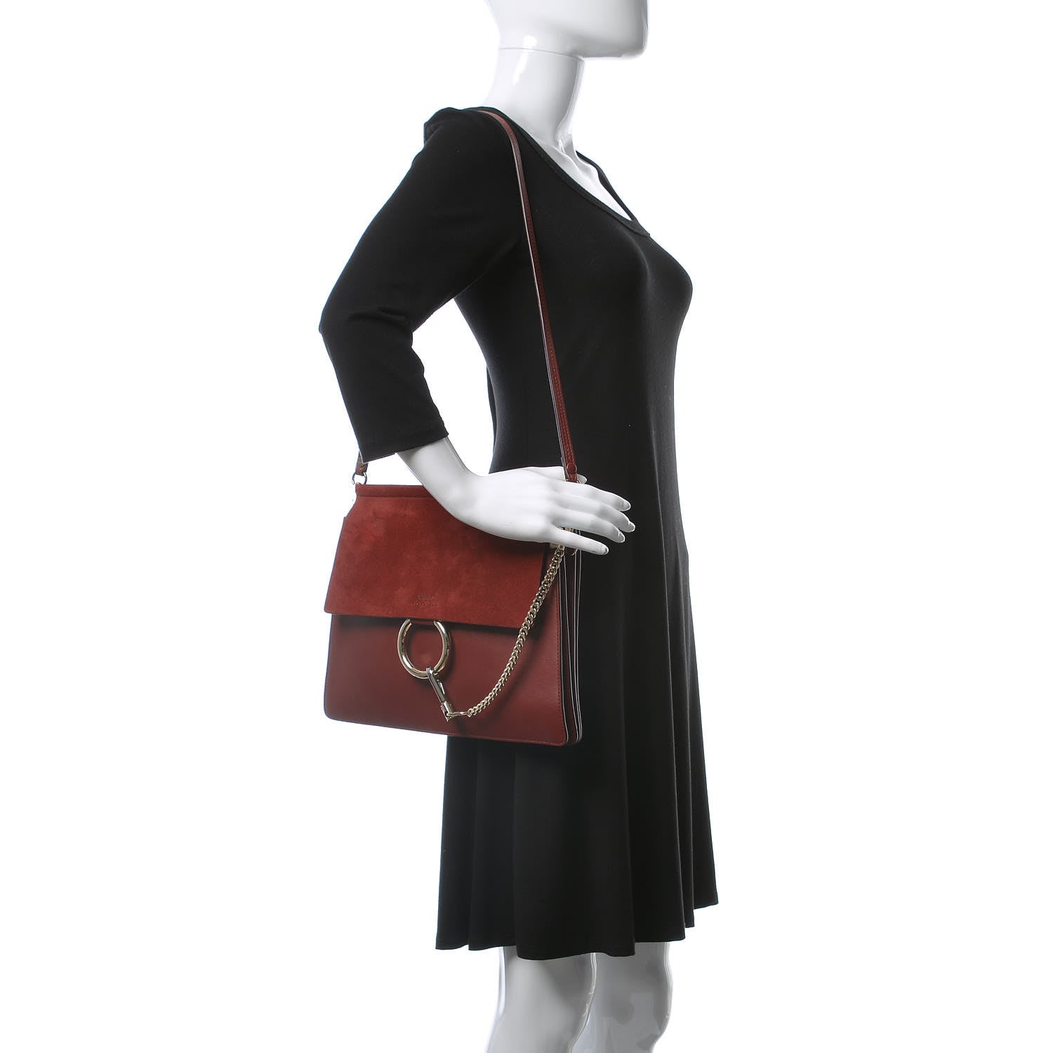 Chloe Calfskin Suede Medium Faye Shoulder Bag Plum Purple 2 of 10