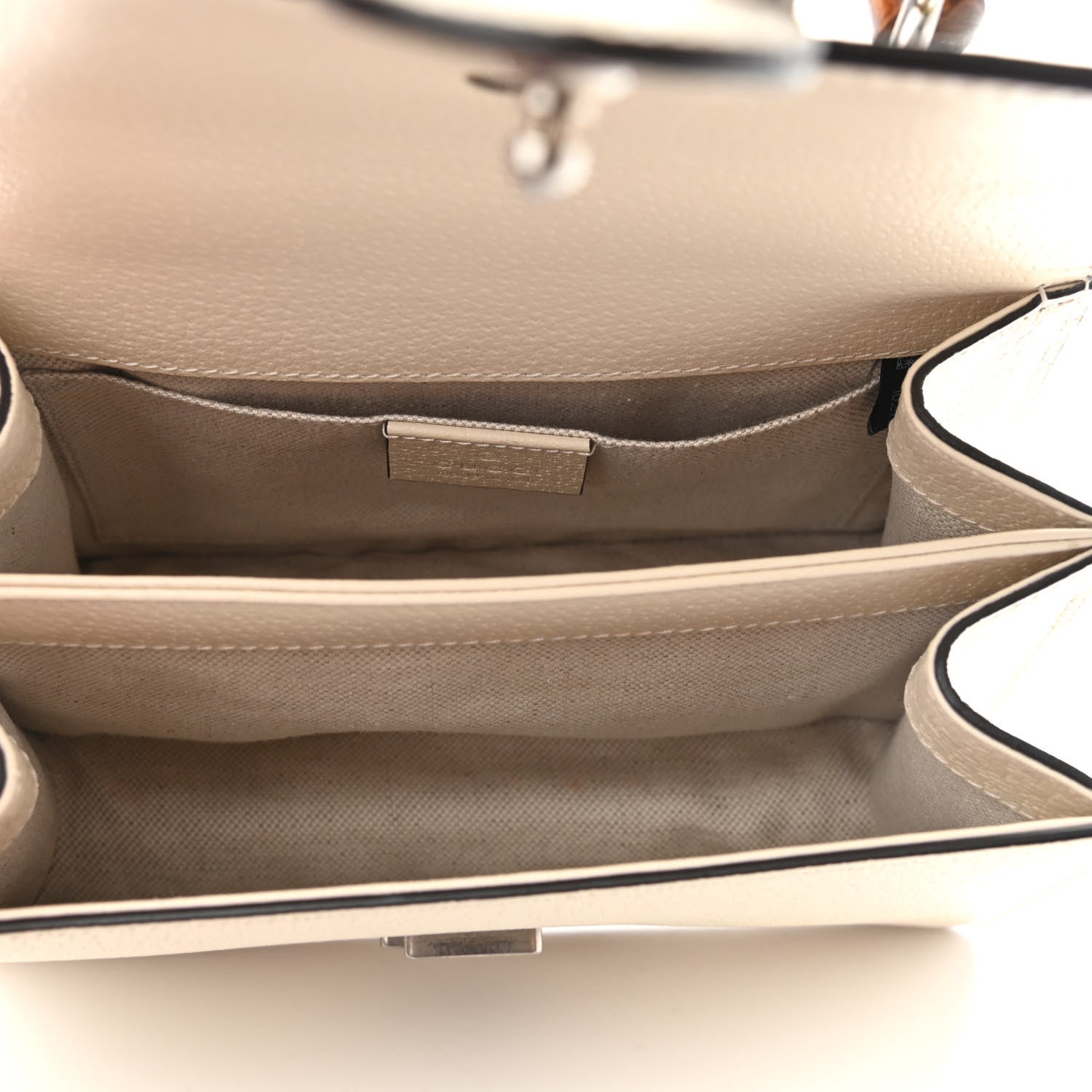 Gucci Textured Calfskin Crystal Bamboo Web Mini Dionysus Top Handle Bag Mystic White 5 of 11