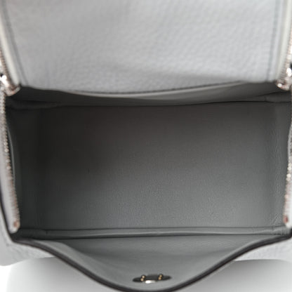 Hermes Taurillon Clemence Mini Lindy 20 Bleu Pale 4 of 10