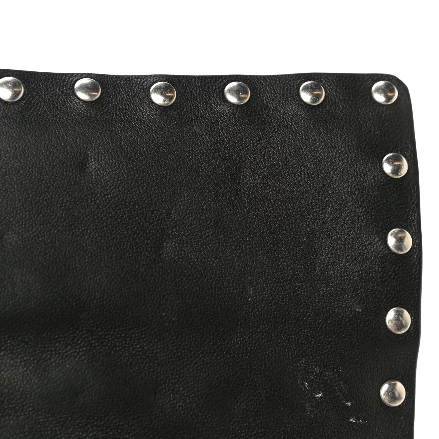 Metallic Nappa Rockstud Spike Wallet on Chain Silver