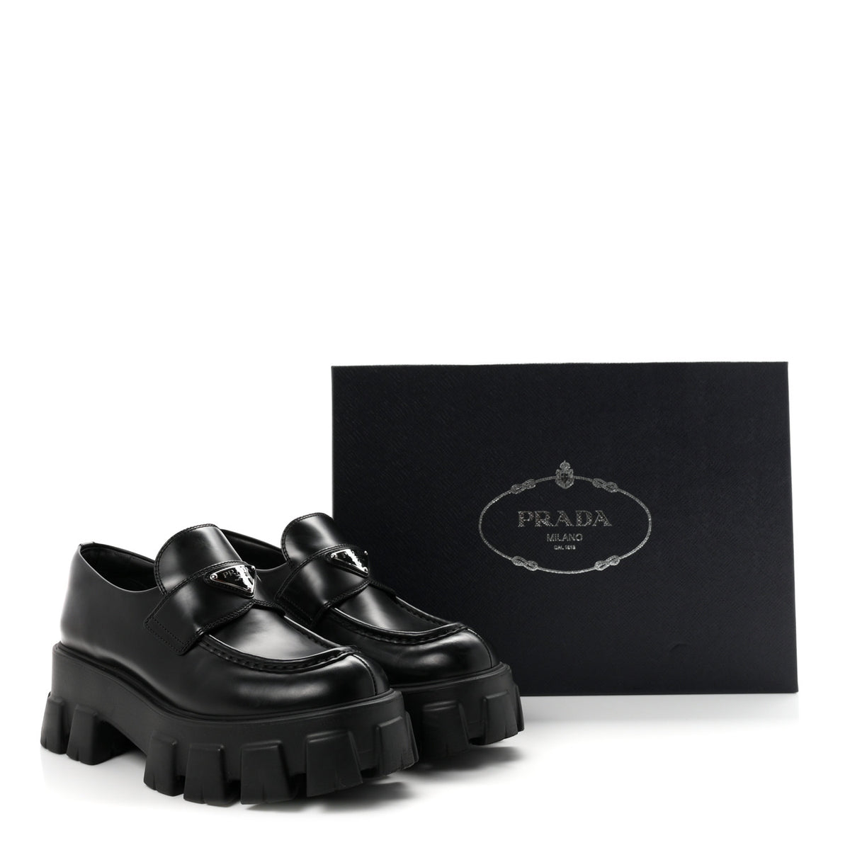 Spazzolato Rois Metal Triangle Logo Monolith 55mm Loafers 36.5 Black