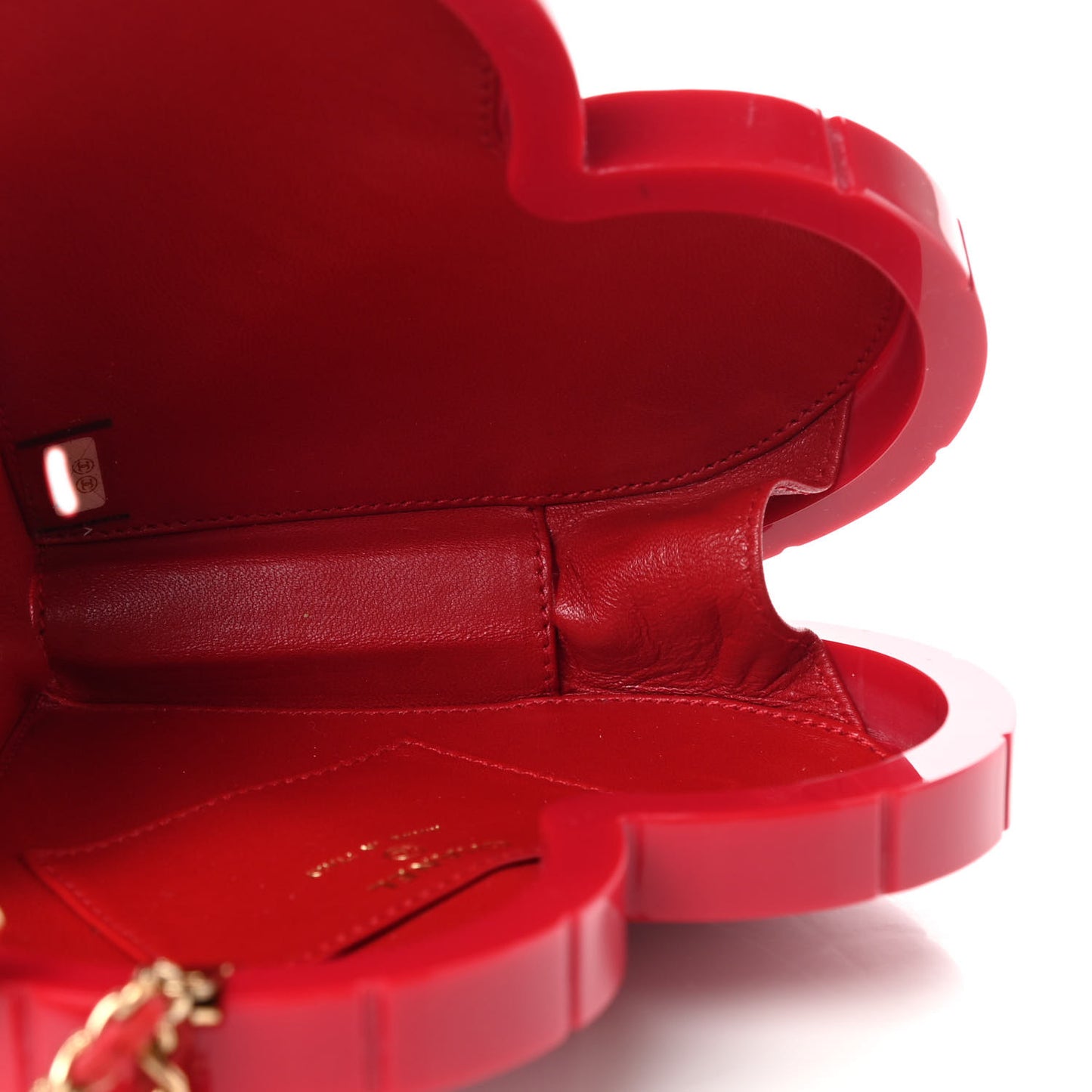 Plexiglass Heart Minaudiere Clutch Red