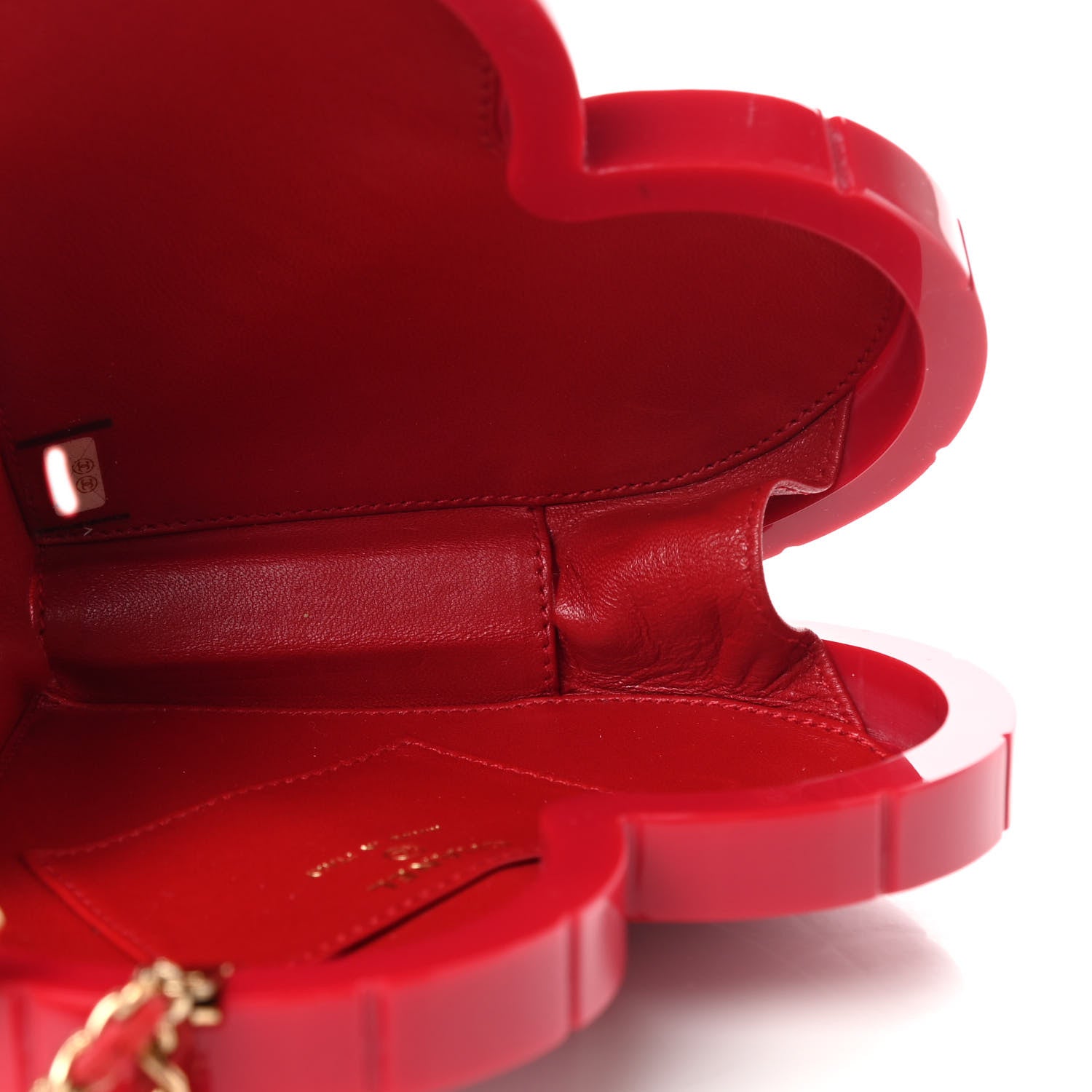 Chanel Plexiglass Heart Minaudiere Clutch Red 5 of 7