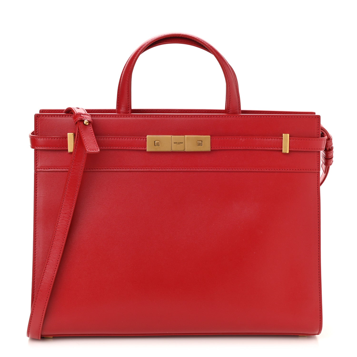 Saint Laurent Calfskin Small Manhattan Shopper Tote Red 1 of 10