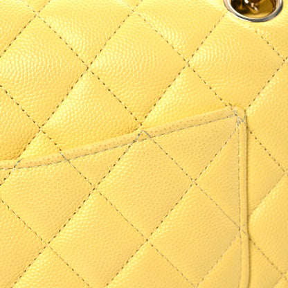 Chanel Caviar Quilted Medium Double Flap Yellow 9 of 20