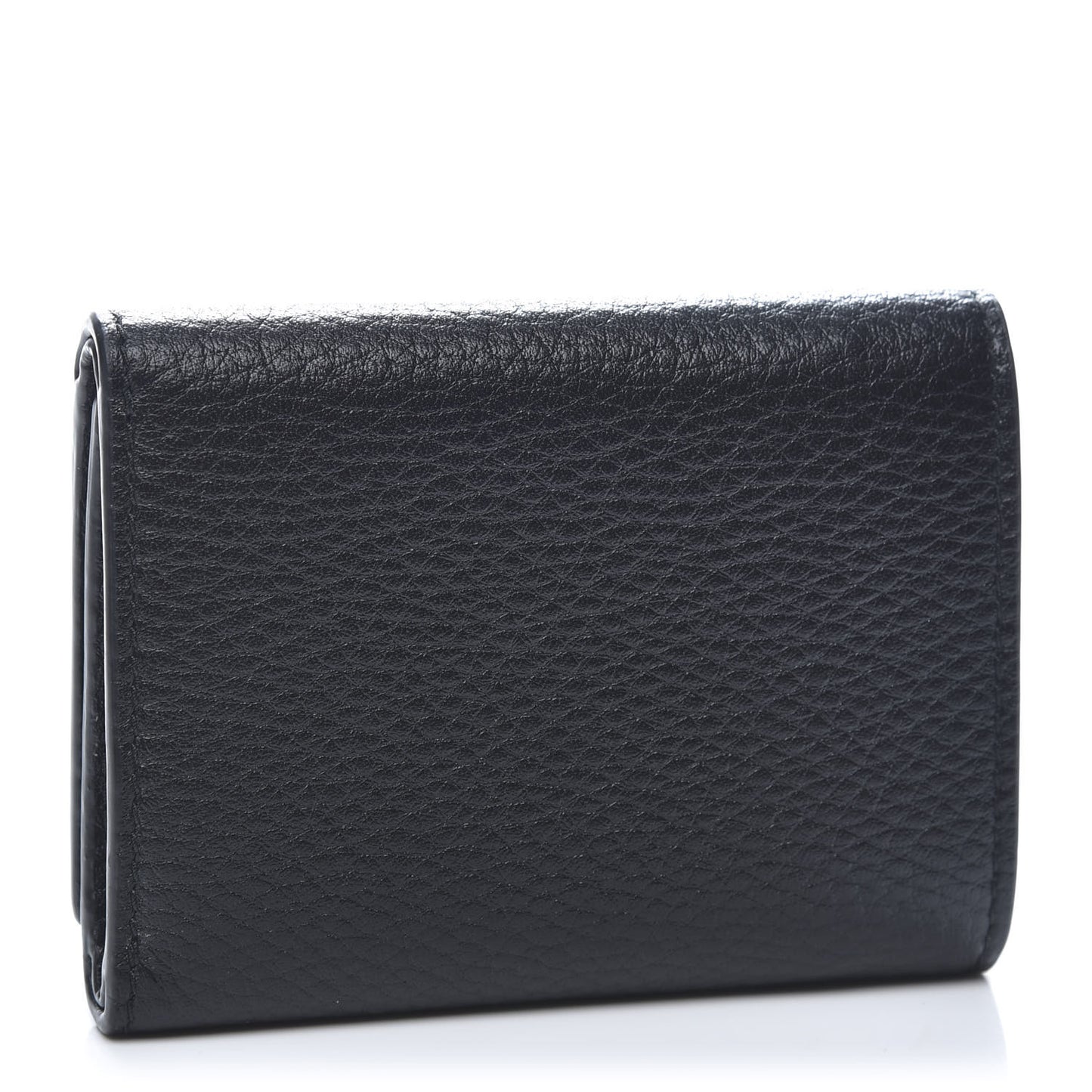 Vitello Grain Small Tri-Fold Wallet Black