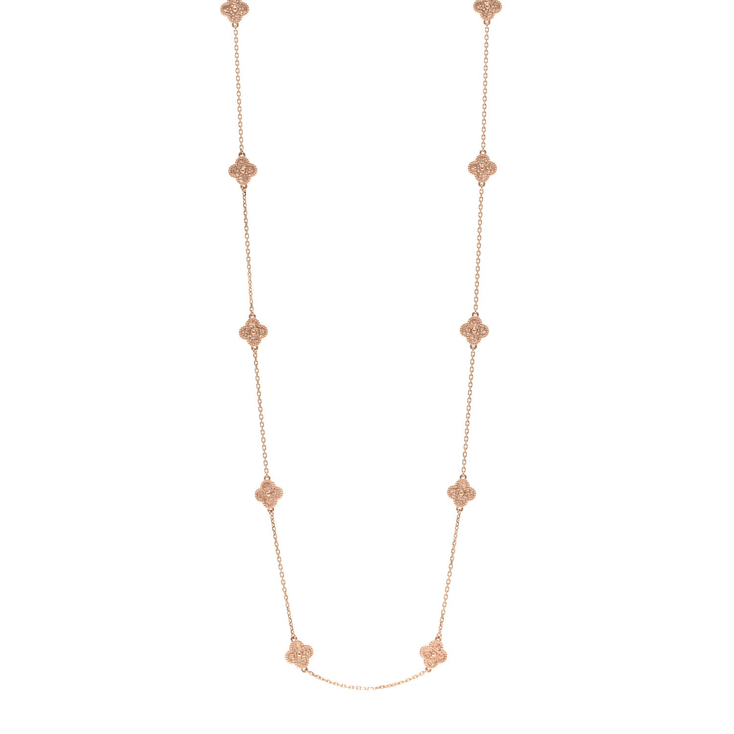Van Cleef & Arpels 18K Rose Gold 16 Motifs Sweet Alhambra Necklace 1 of 6