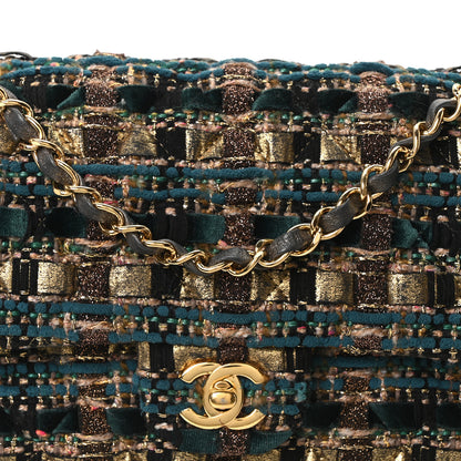 Chanel Tweed Metallic Lambskin Quilted Egyptian Double Flap Multicolor Gold 8 of 10