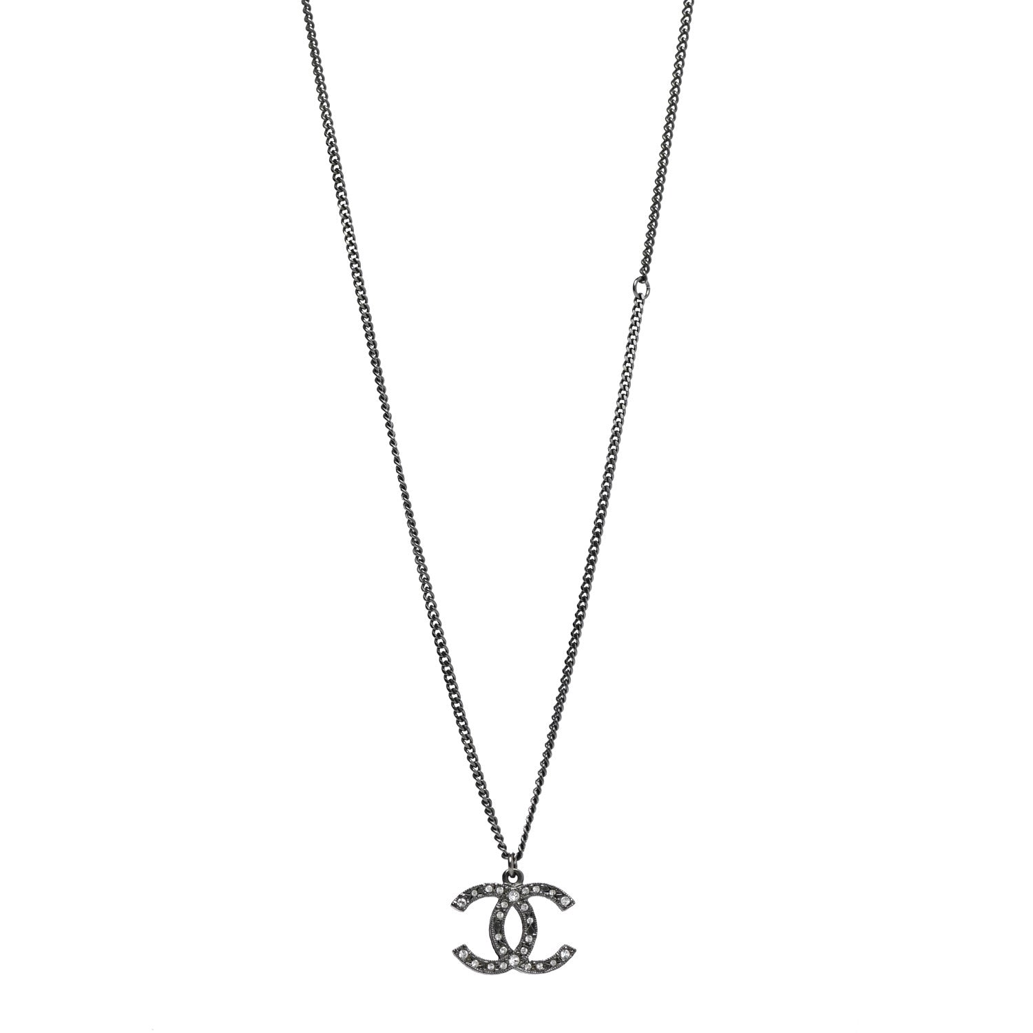 Chanel Crystal Timeless CC Necklace Ruthenium 1 of 6