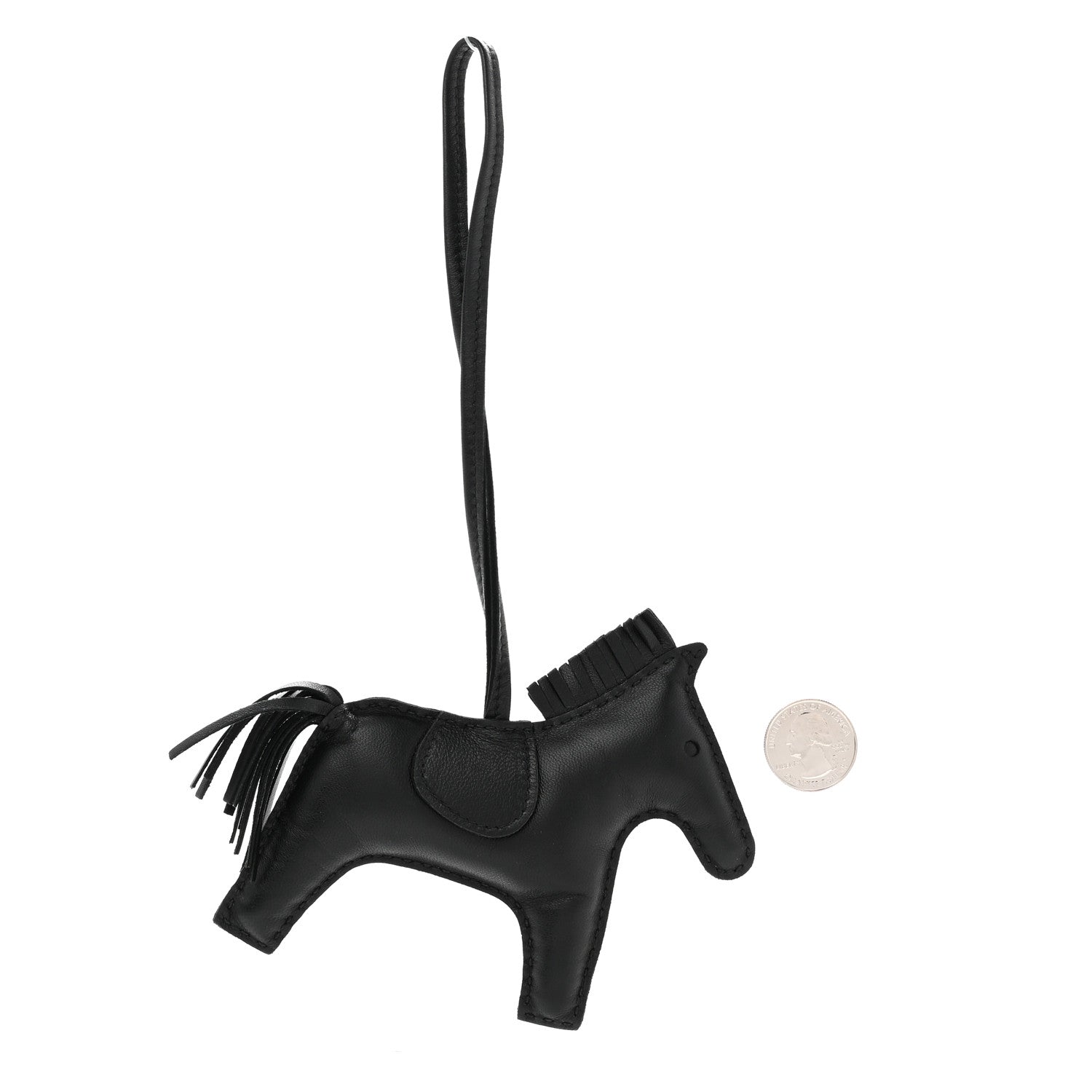 Hermes Milo Lambskin Grigri Rodeo Horse Bag Charm MM So Black 2 of 4