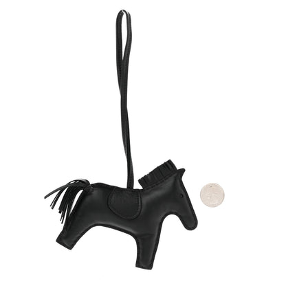 Hermes Milo Lambskin Grigri Rodeo Horse Bag Charm MM So Black 2 of 4