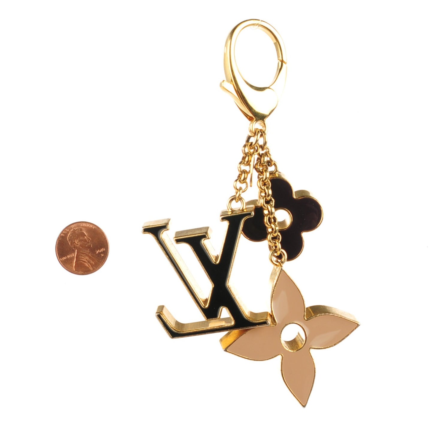 Fleur De Monogram Bag Charm Dore