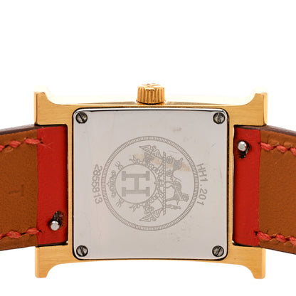 Hermes Stainless Steel Swift 21mm Heure H Hour Quartz Watch Orange 4 of 5