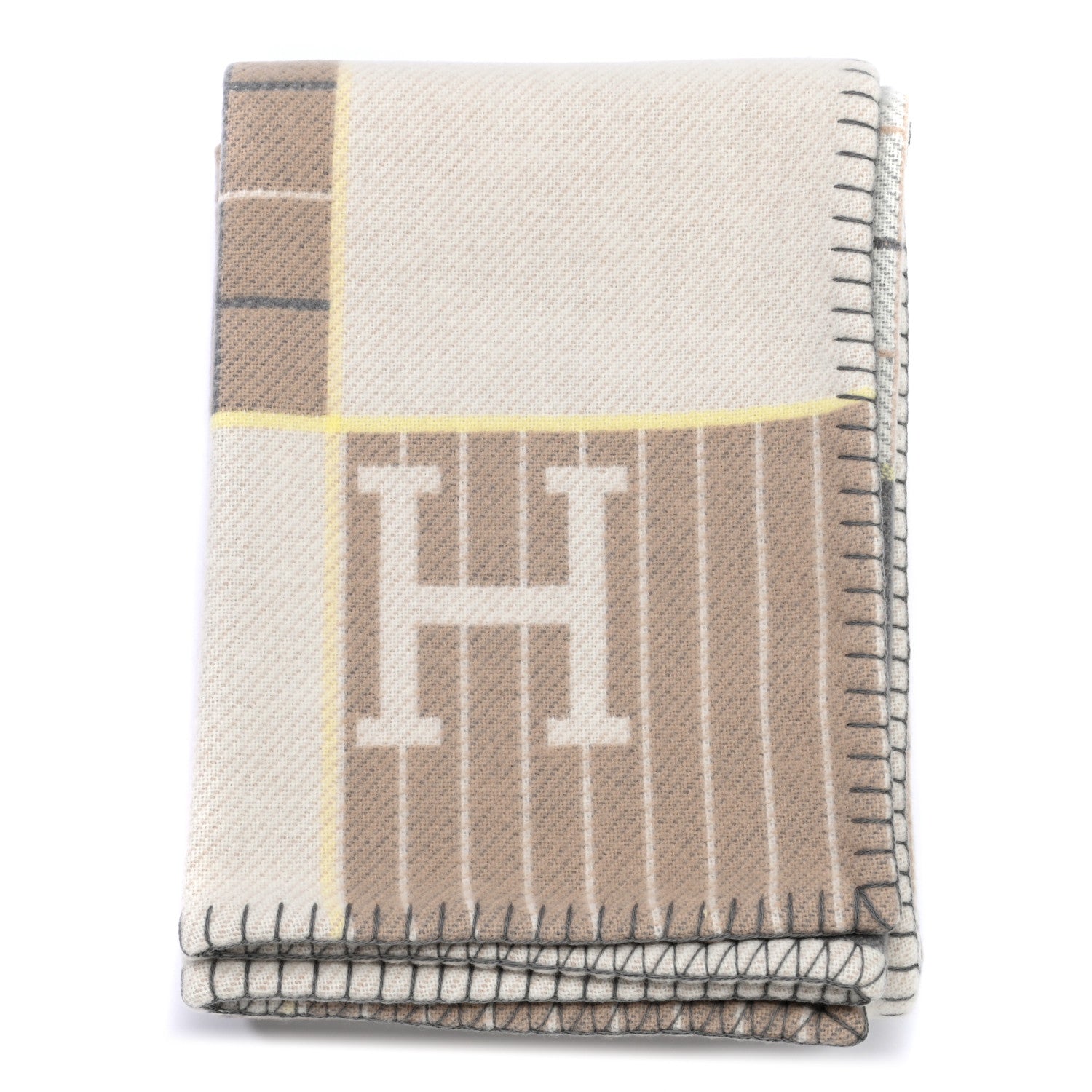 Hermes Wool Cashmere Avalon Passe-Passe Blanket Naturel 1 of 6
