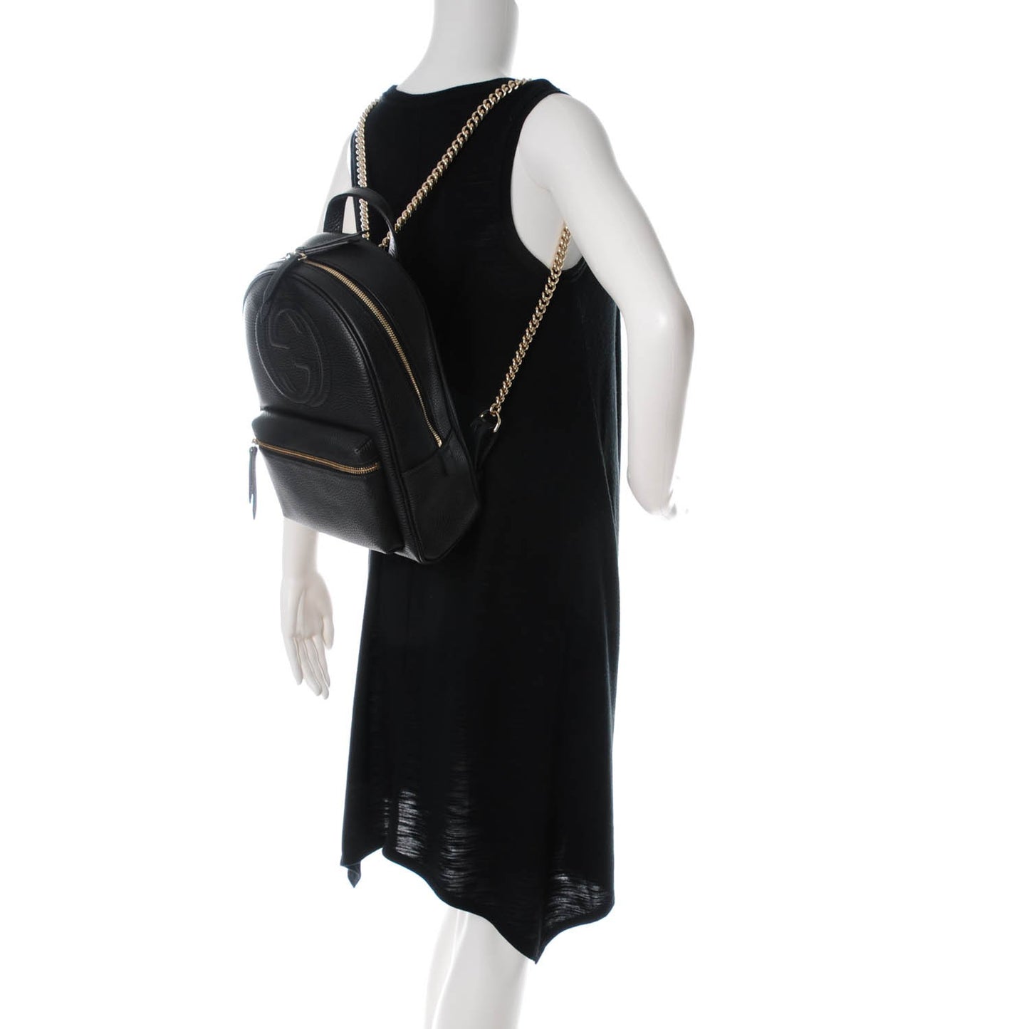 Pebbled Calfskin Soho Chain Backpack Black