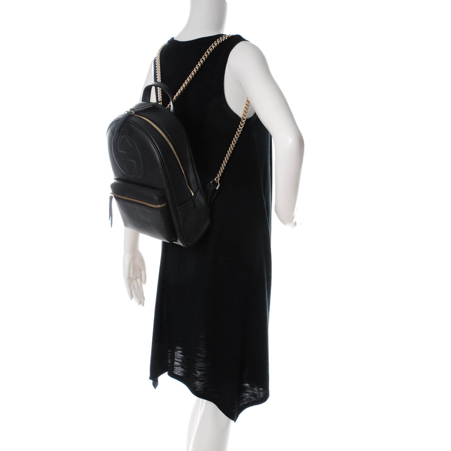 Gucci Pebbled Calfskin Soho Chain Backpack Black 2 of 7