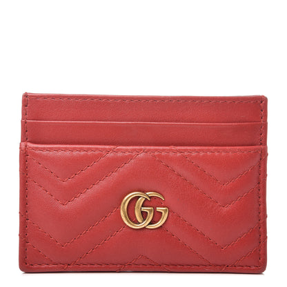 Gucci Calfskin Matelasse GG Marmont Card Holder Hibiscus Red 1 of 7