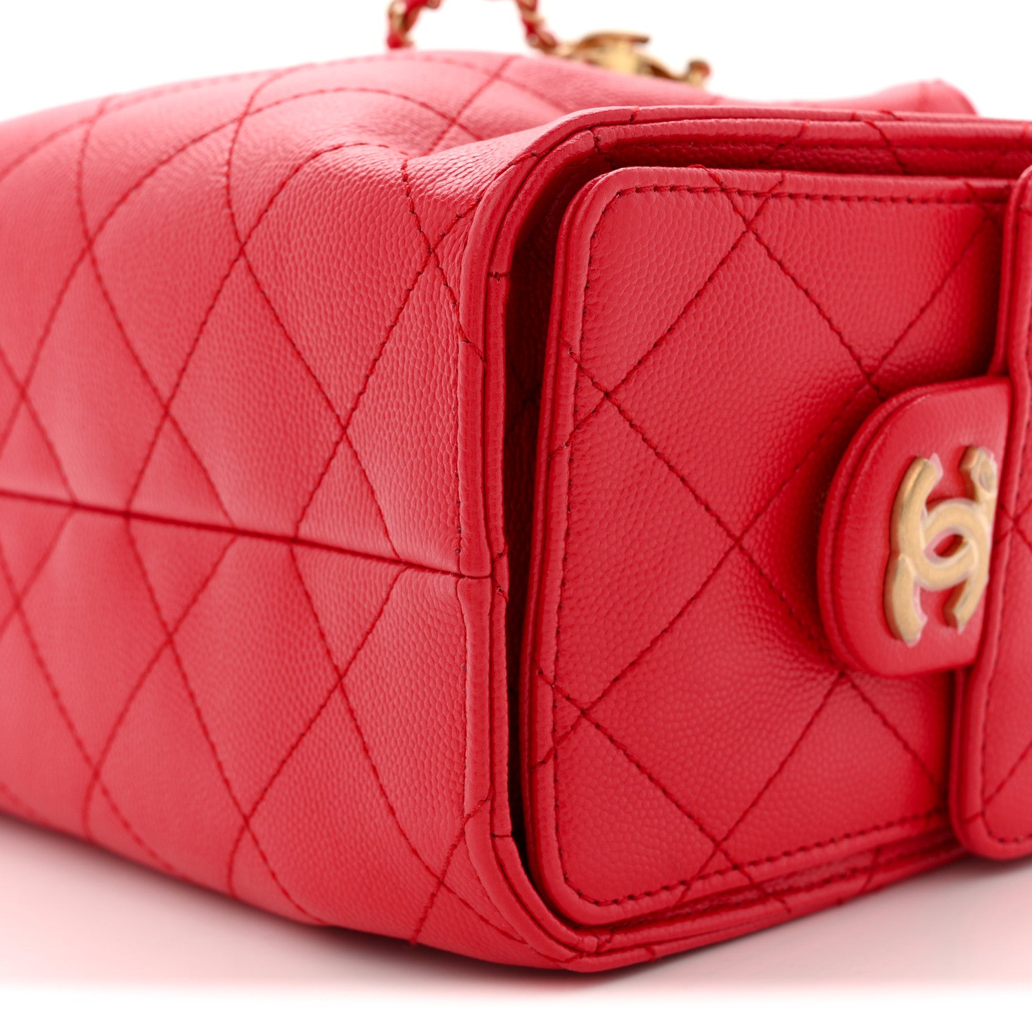 Chanel Caviar Quilted Mini Chanel 25 Handbag Red 10 of 10