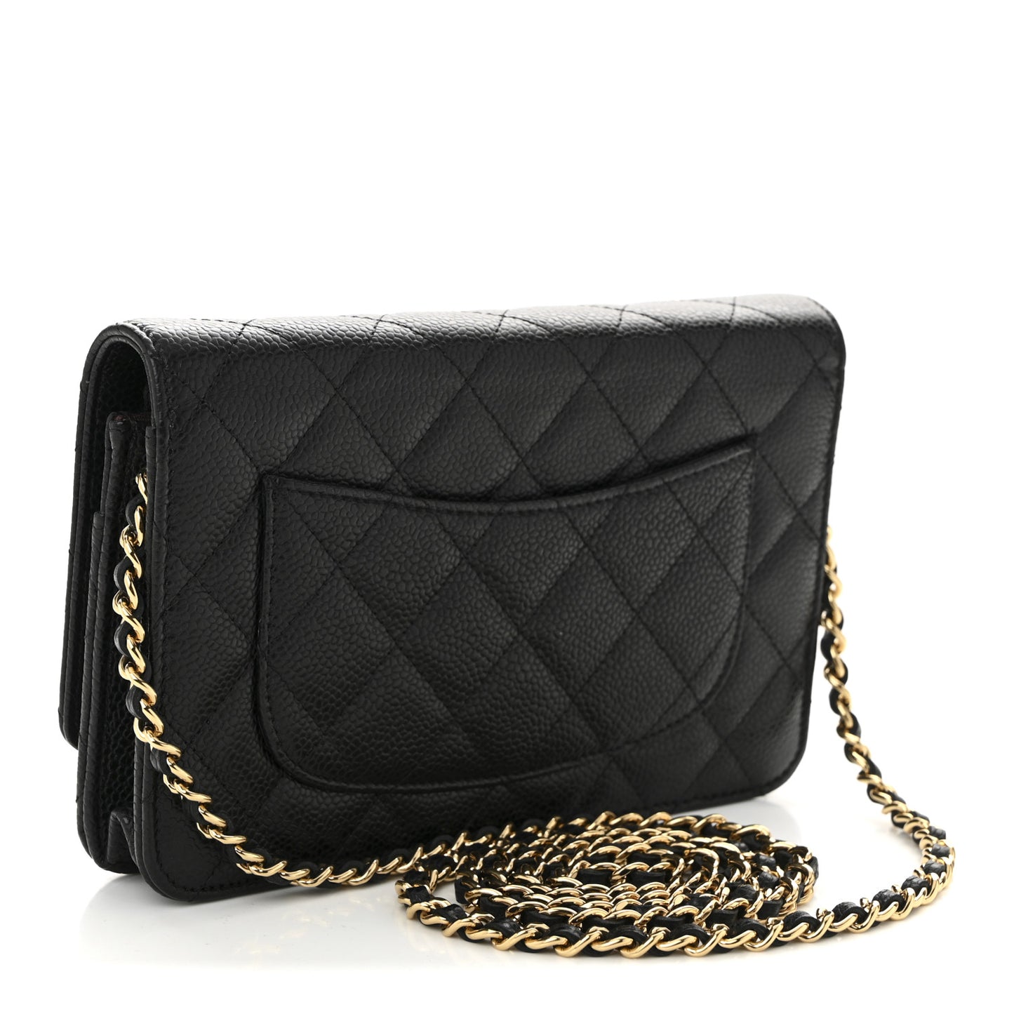 Caviar Quilted Wallet on Chain WOC Black