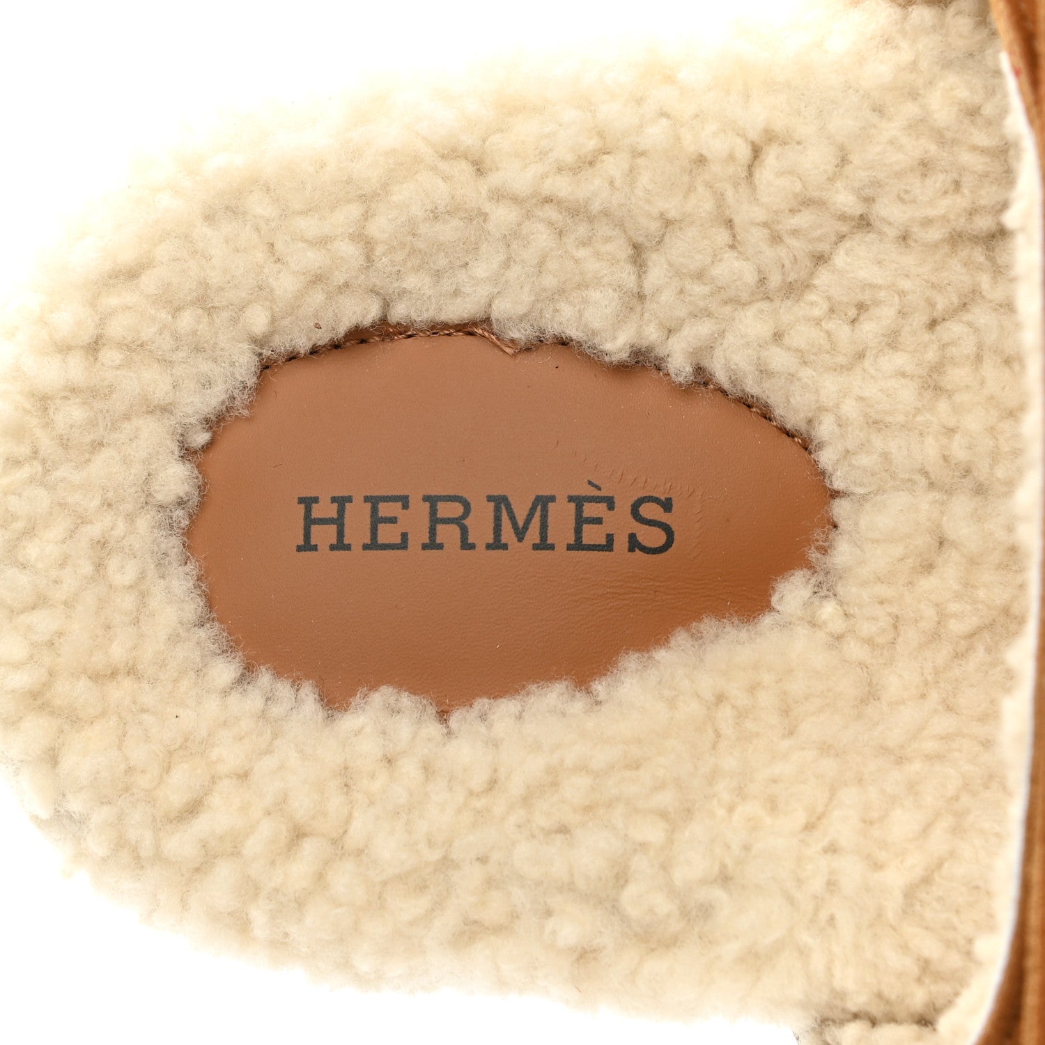 Hermes Suede Goatskin Woolskin Womens Chypre Sandals 37 Brun Fume Ecru 5 of 9
