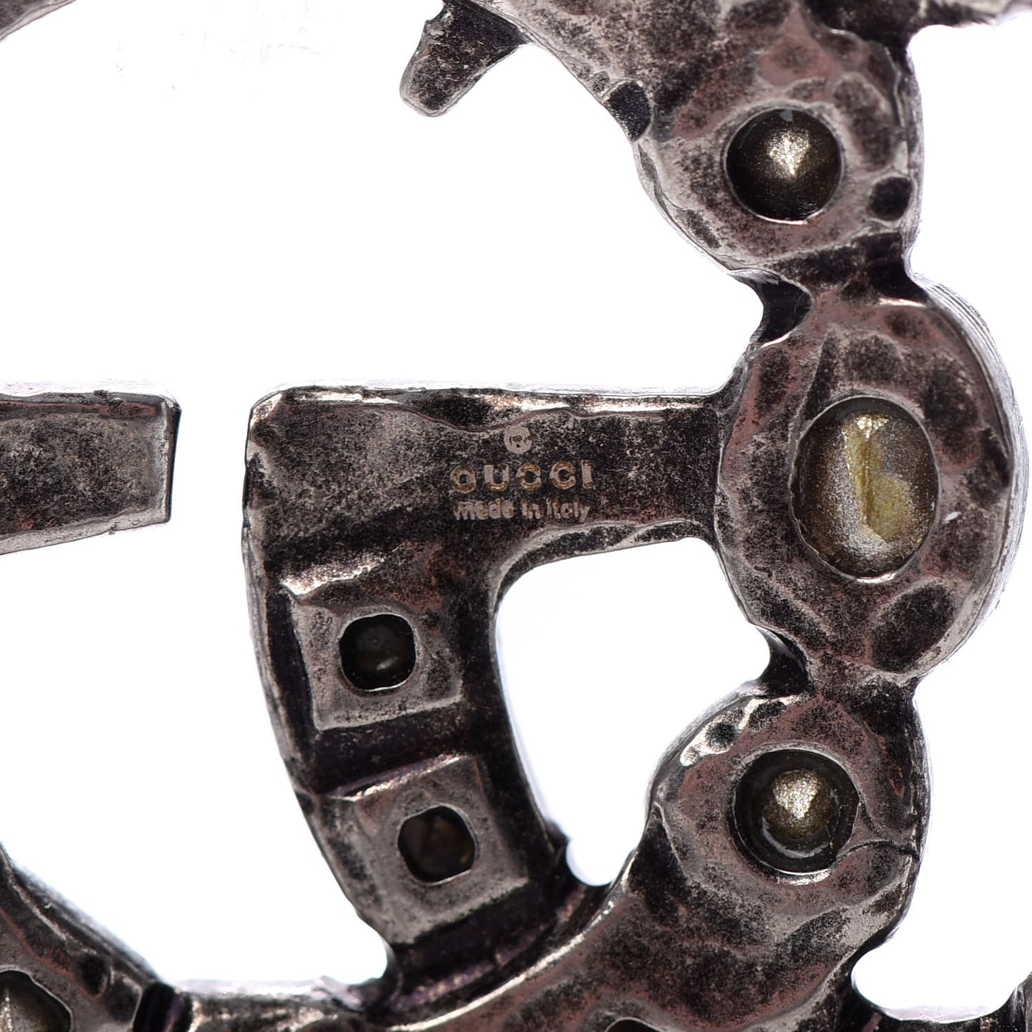 Oxidized Palladium Crystal Double G Bracelet Silver