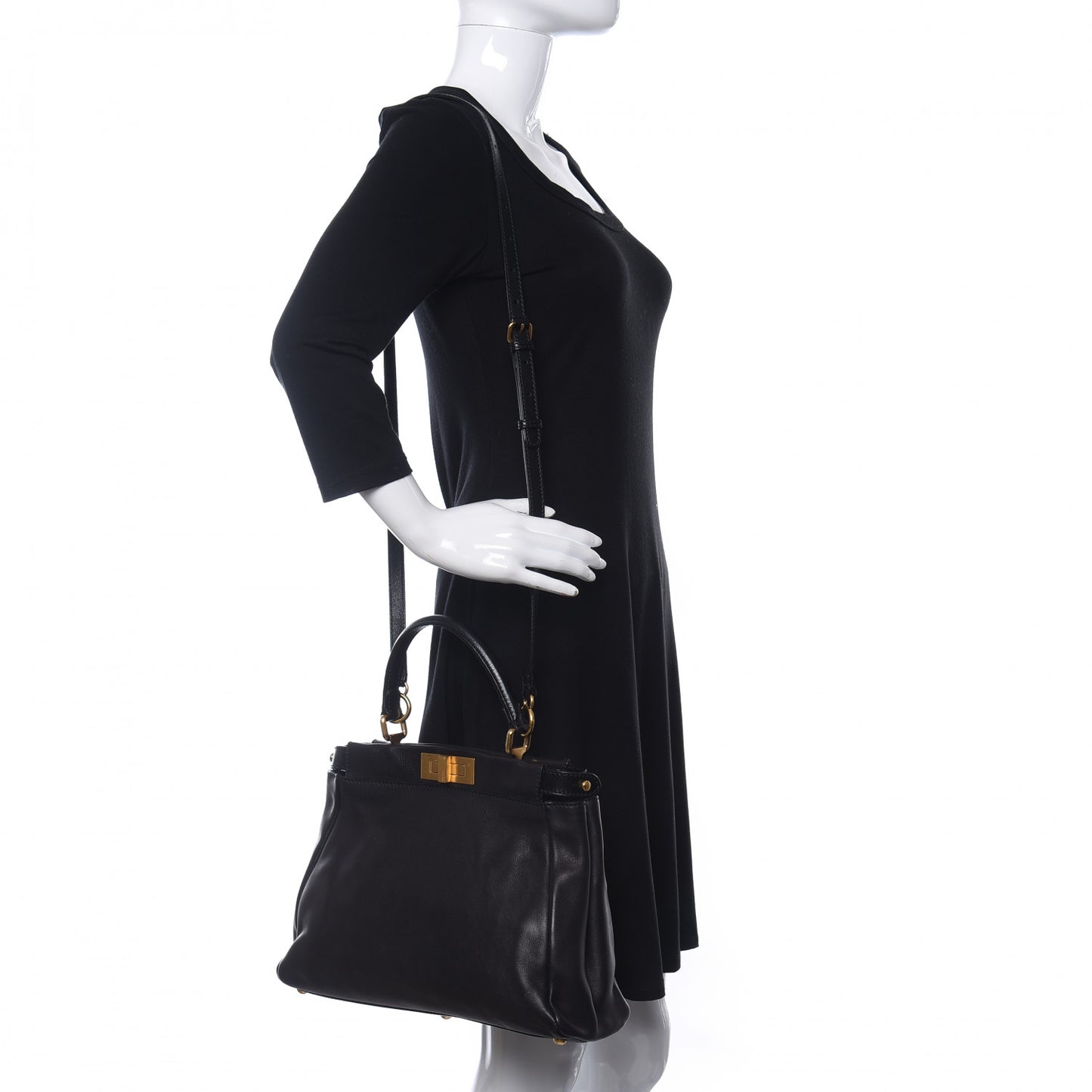 Vitello Saddle Medium Peekaboo Iconic Satchel Black