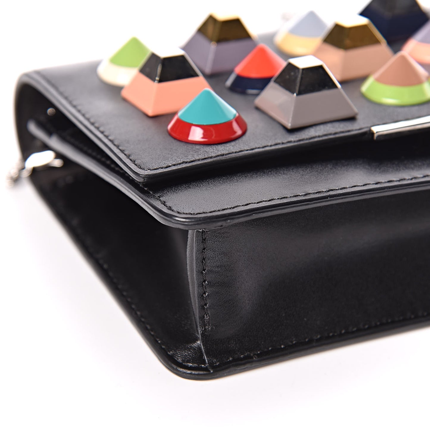 Vitello Liberty Studded Tube Wallet On Chain Black Multicolor