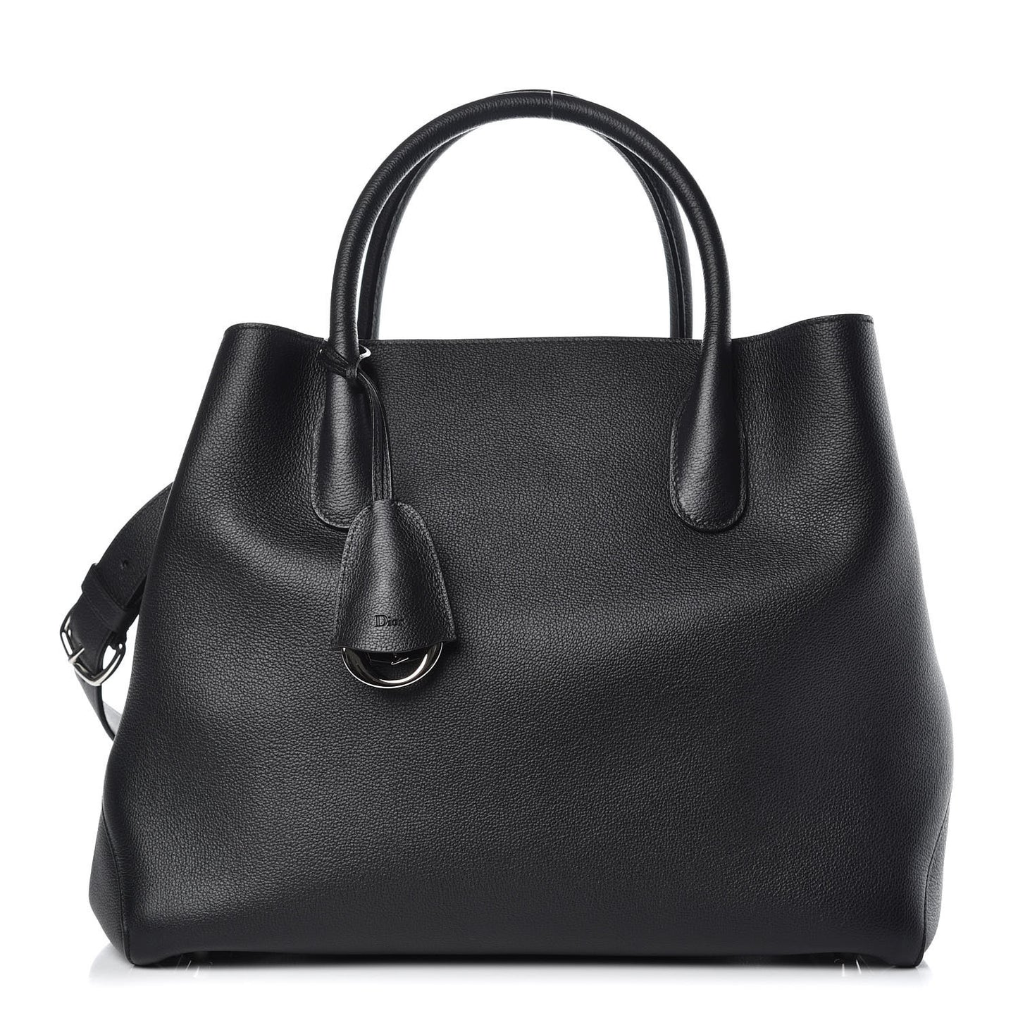 Supple Grained Calfskin Large Open Bar Tote Black