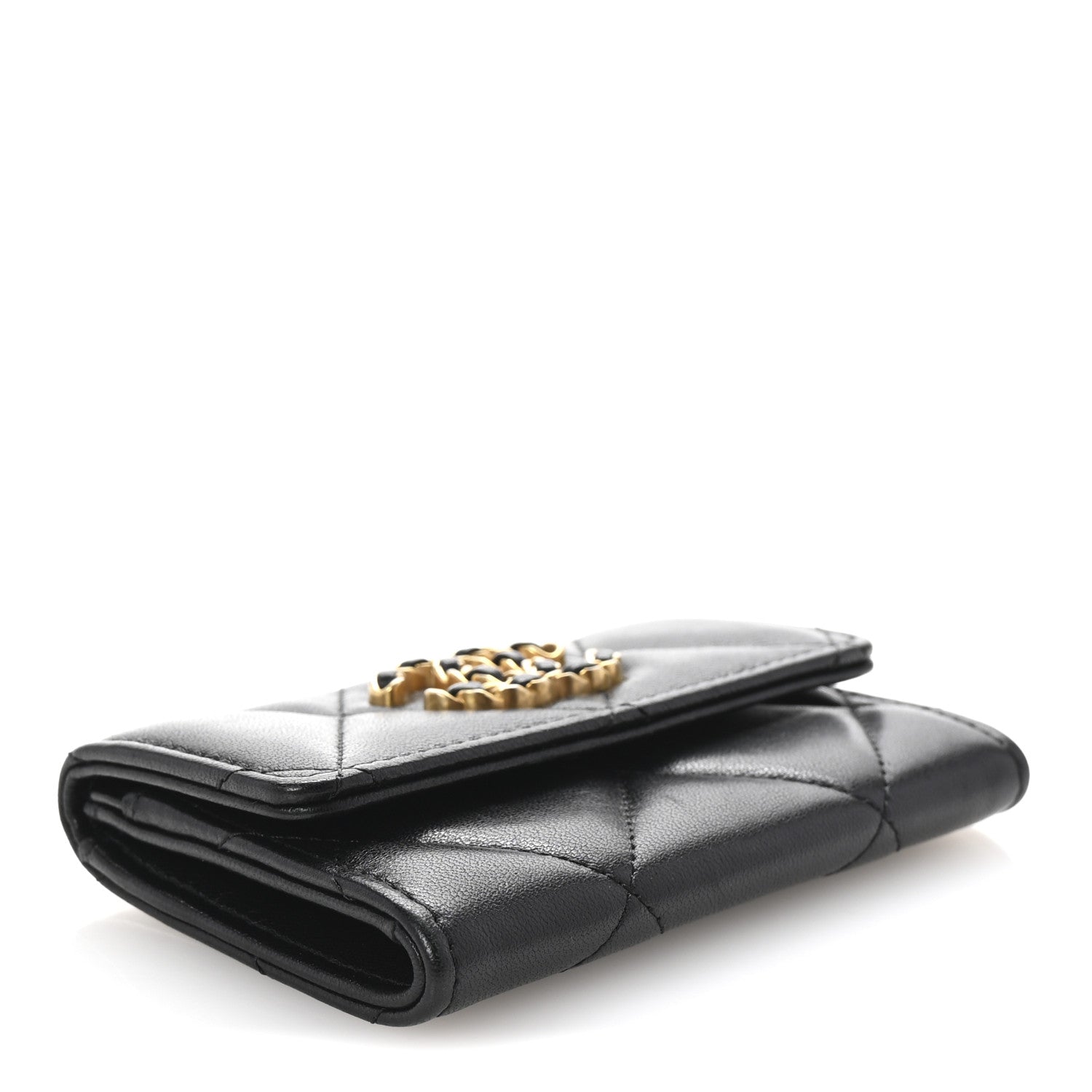 Chanel Lambskin Quilted Chanel 19 Flap Card Holder Black 4 of 8