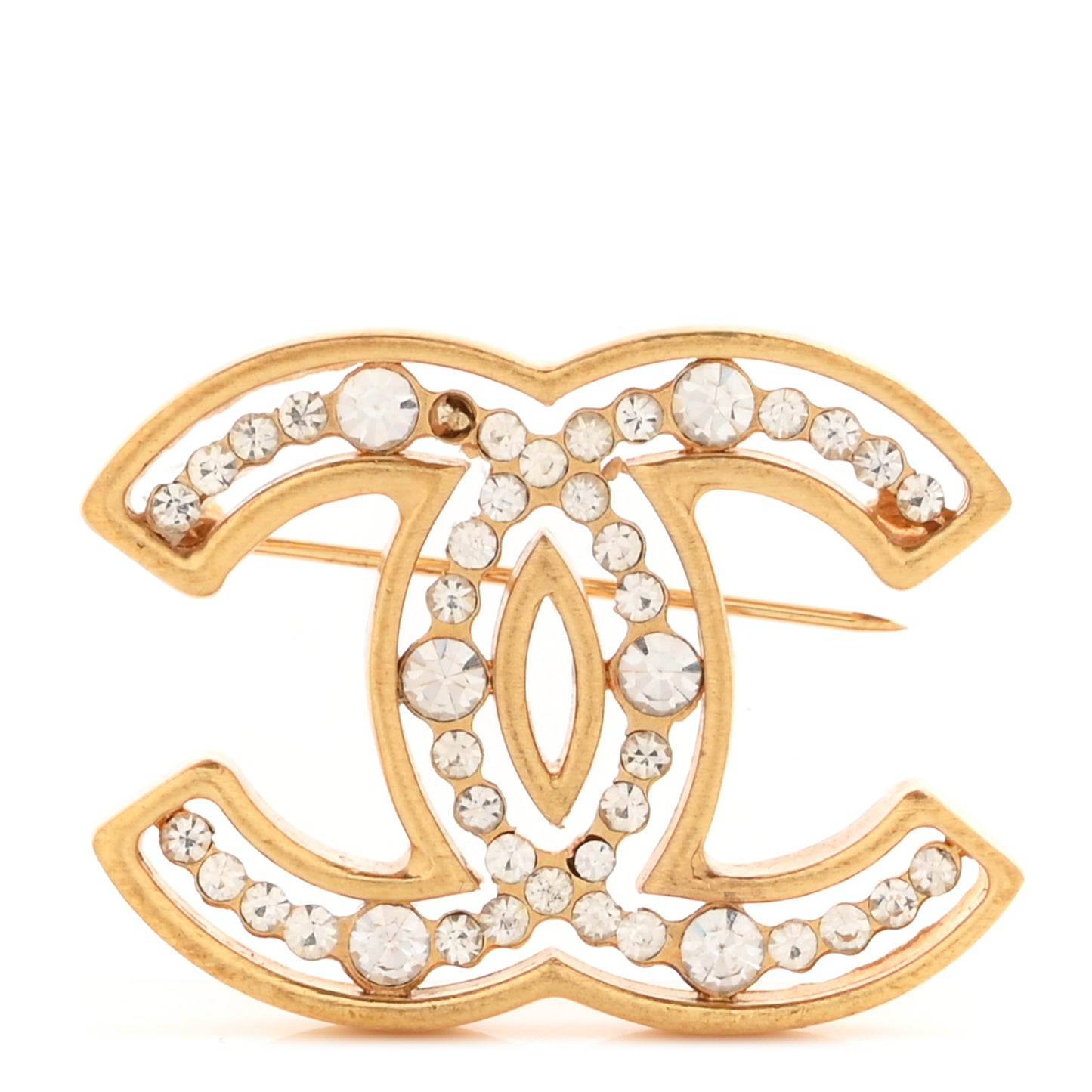 Crystal CC Brooch Gold
